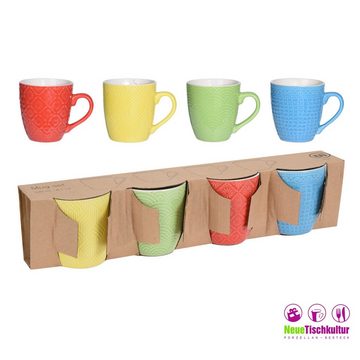 Neuetischkultur Becher Kaffeetassen, Becher-Set 4-tlg. bunt Keramik, Keramik, Teetasse Henkeltasse