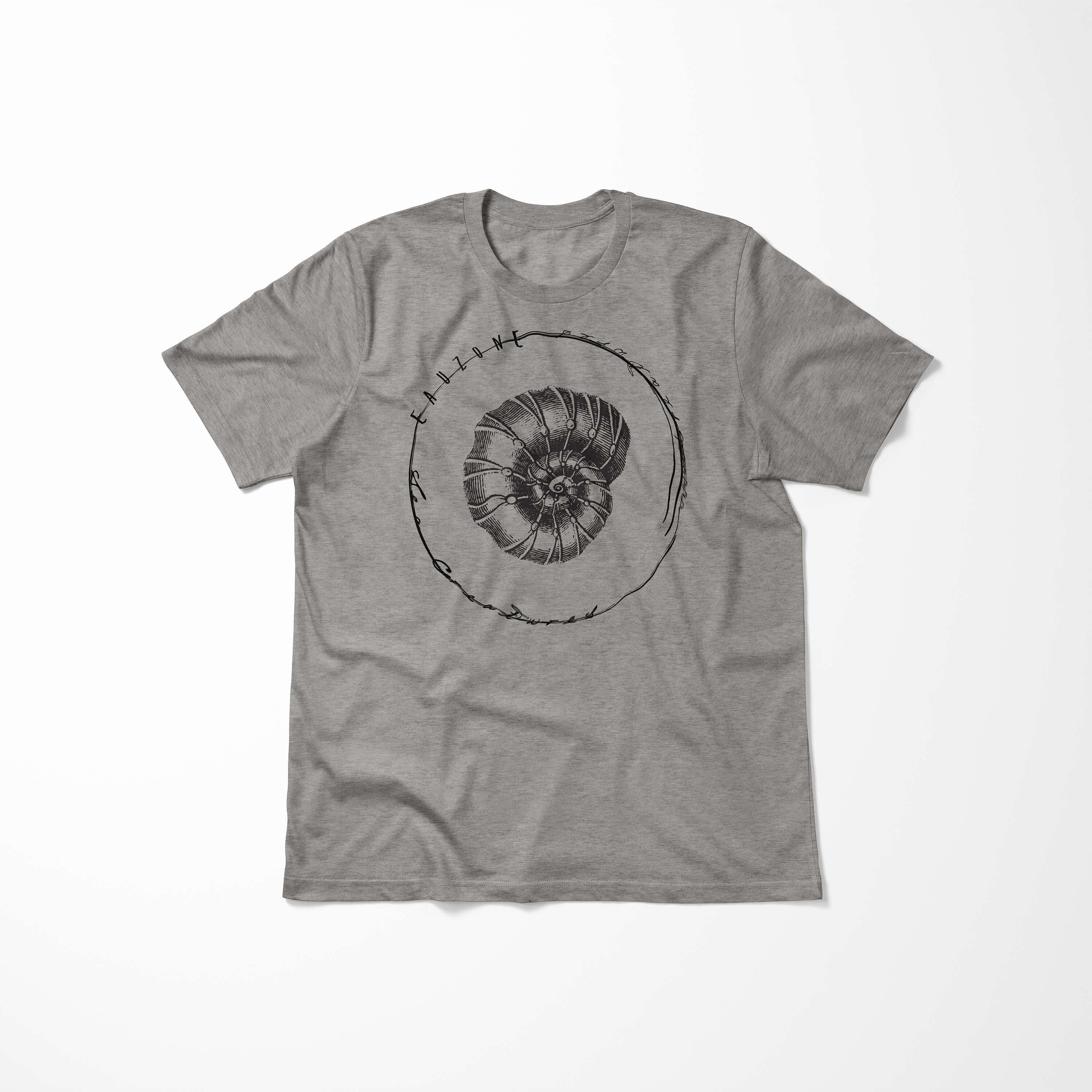 Art und Creatures, Fische feine T-Shirt sportlicher Serie: Sea Sea Struktur - Ash / Schnitt Tiefsee Sinus T-Shirt 070