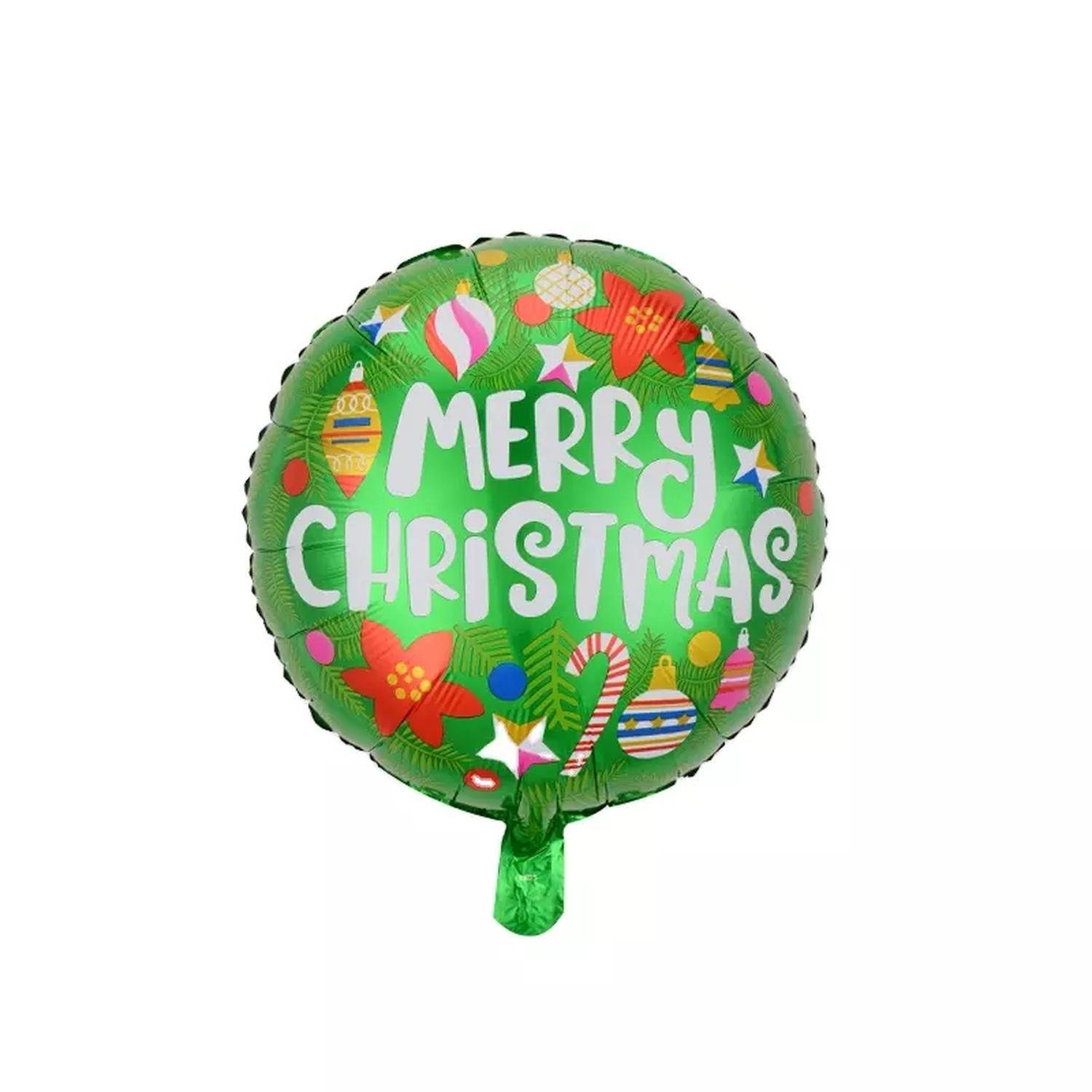 Kopper-24 Folienballon Folienballon Weihnachten, Rund Merry Christmas grün, ca. 45 cm