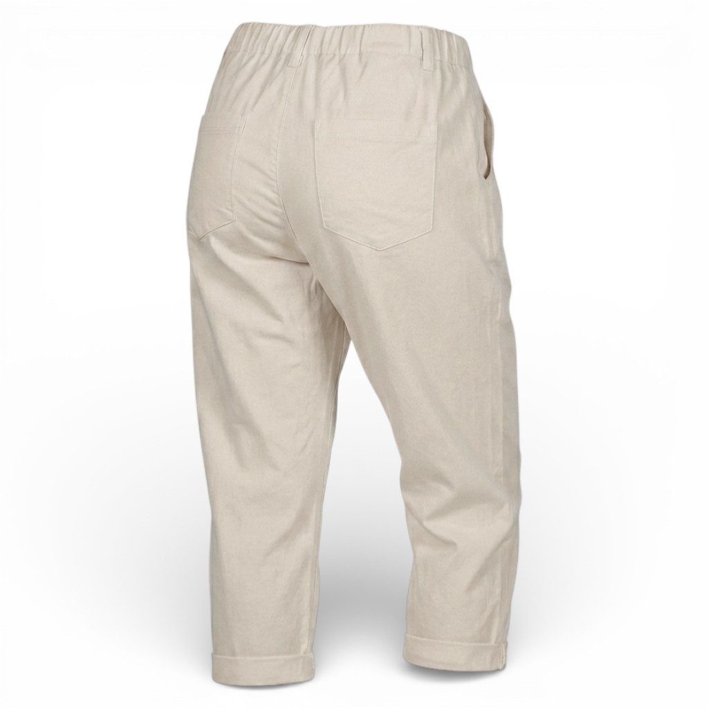 OriginalYou Caprihose Damen mit Stretch Knitterlook kurze Sommerhose mit Gummizug moderner Knitterlook, mit Gummizug und Gürtelschlaufen – Bild 5 von 5