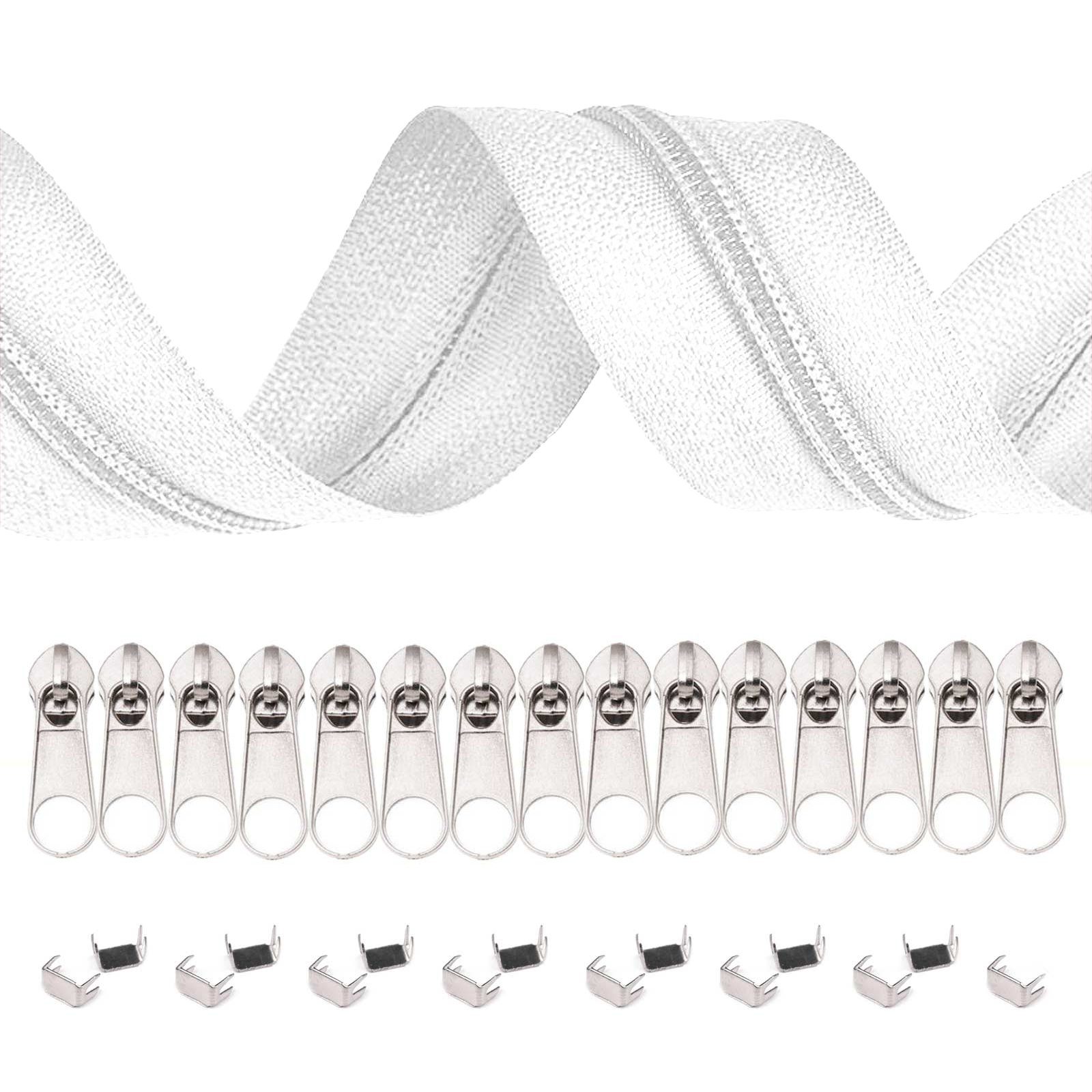 maDDma Kreativset 6m Endlos-Reißverschluss 5mm mit 15 Zippern und 15 Endstücke