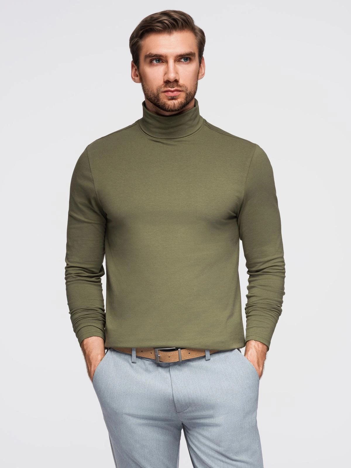 OMBRE Rollkragenpullover Unifarbenes Herren-Longsleeve mit Rollkragen günstig online kaufen