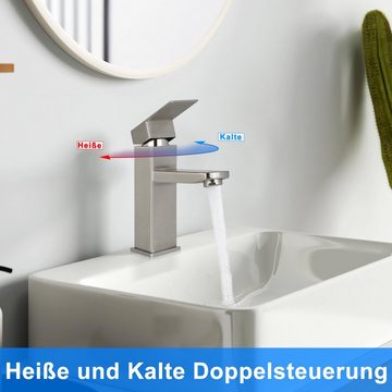 ZMH Waschtischarmatur Wasserhahn bad Hochdruck Edelstahl zugstange Nickel