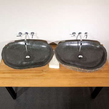 wohnfreuden Aufsatzwaschbecken Naturstein Zwillings-Waschbecken ca 80 cm (Kein Set), 126015