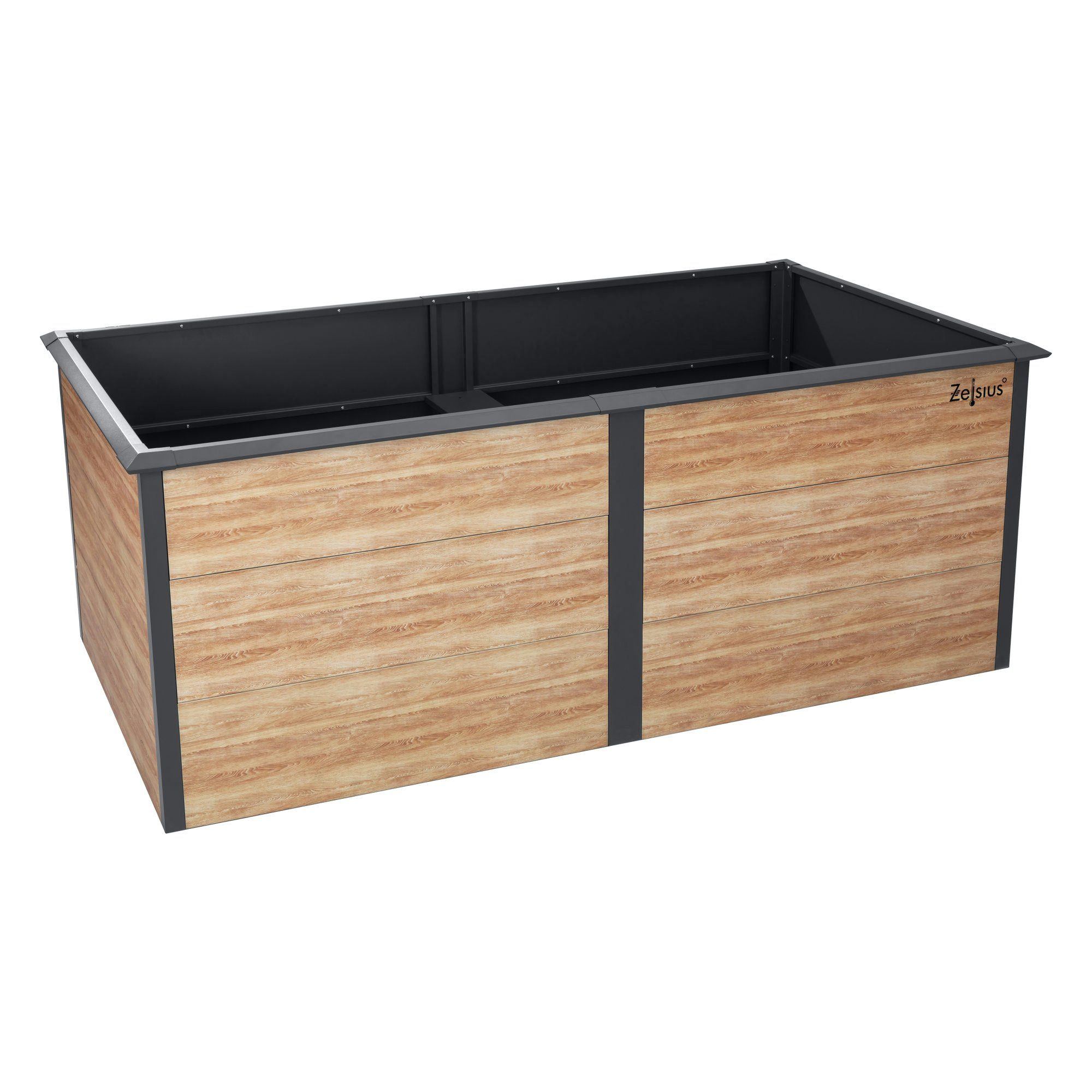 Hochbeet für Garten, Holzoptik, Anthrazit RAL 7016, Terrasse oder Balkon