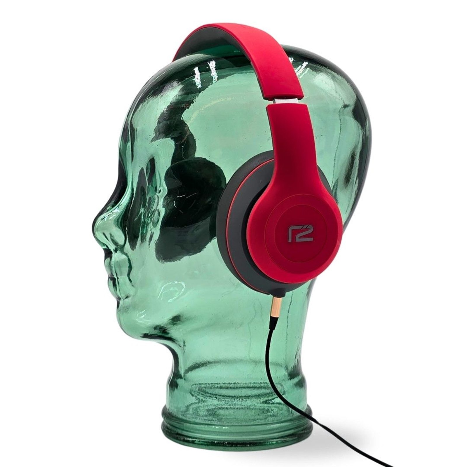 DESIGN DELIGHTS Skulptur Glas KOPFHÖRERSTÄNDER 29cm Glaskopf Skulptur, T03 grün