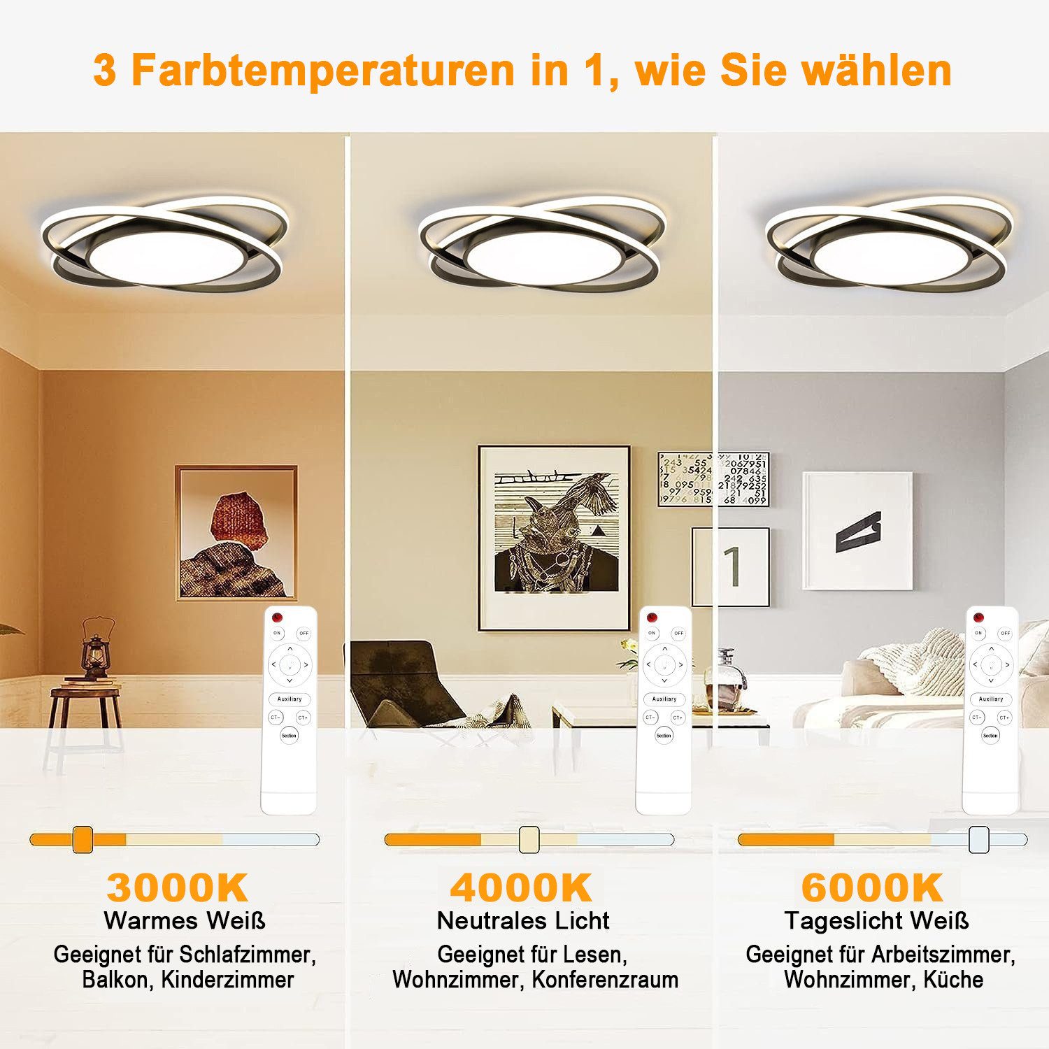 ibettertec Deckenleuchten LED Deckenlampe Ø53cm,Dimmbar mit günstig online kaufen