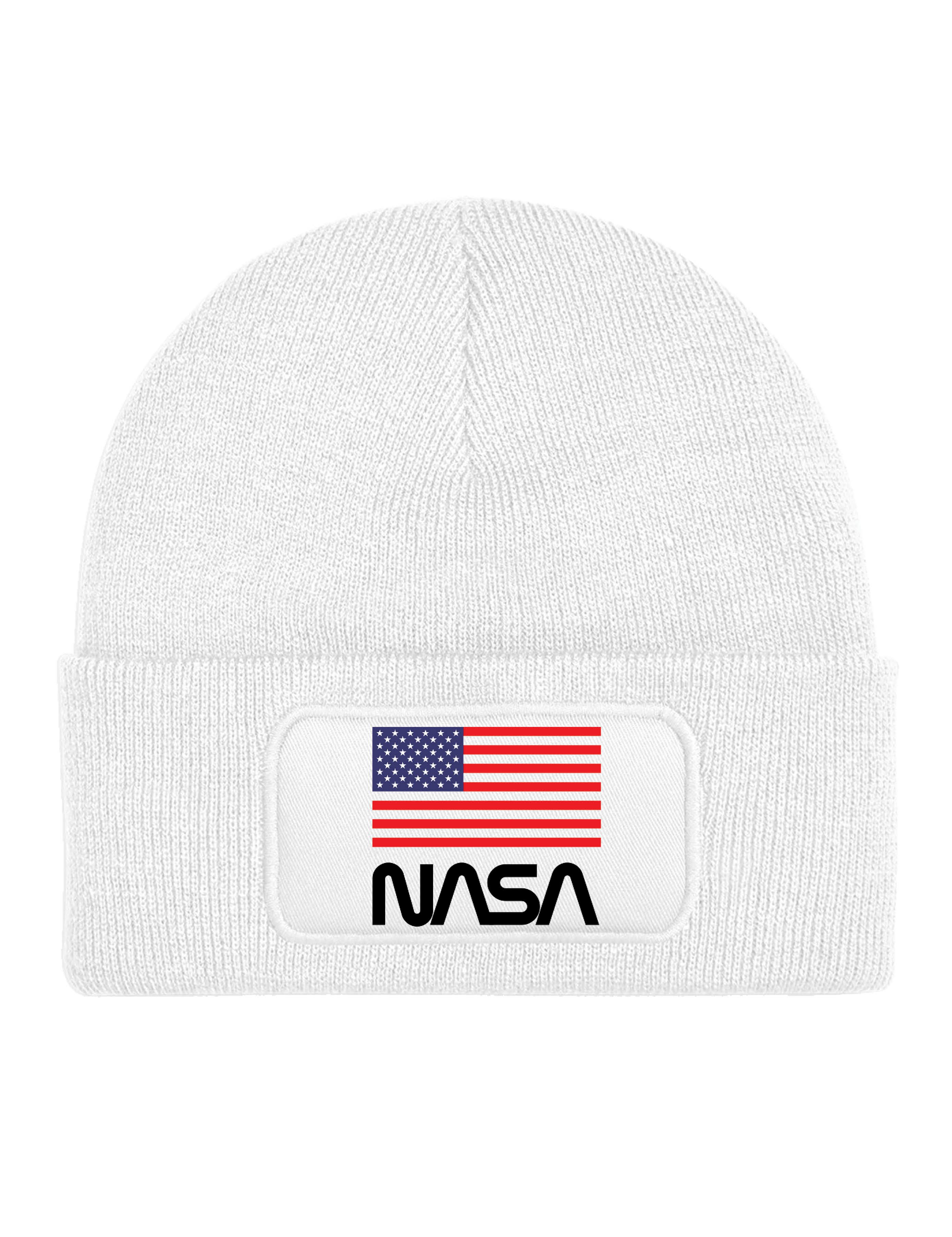 Youth Designz Beanie Nasa USA Unisex Beanie Mütze Strickmütze Wintermütze mit trendigem Frontprint