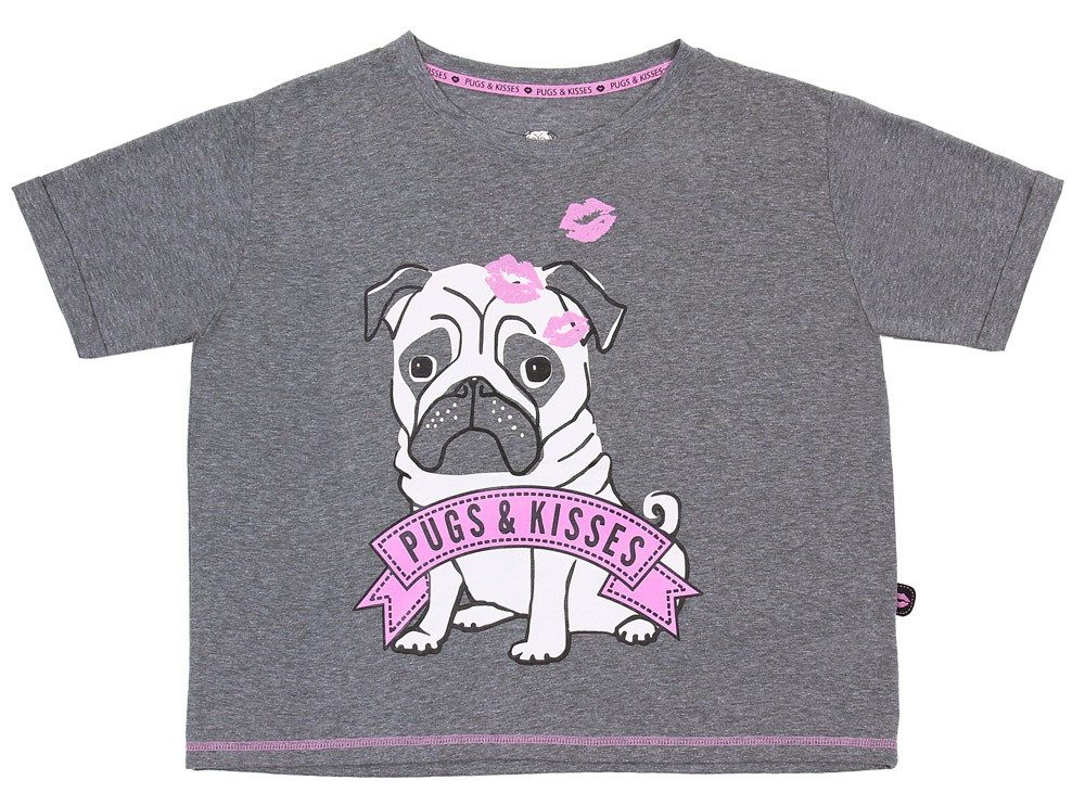Kurzarmbluse Graues T-Shirt - Hund S