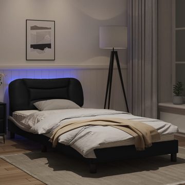 vidaXL Bett Bettgestell mit LED Schwarz und Weiß 100x200 cm Kunstleder