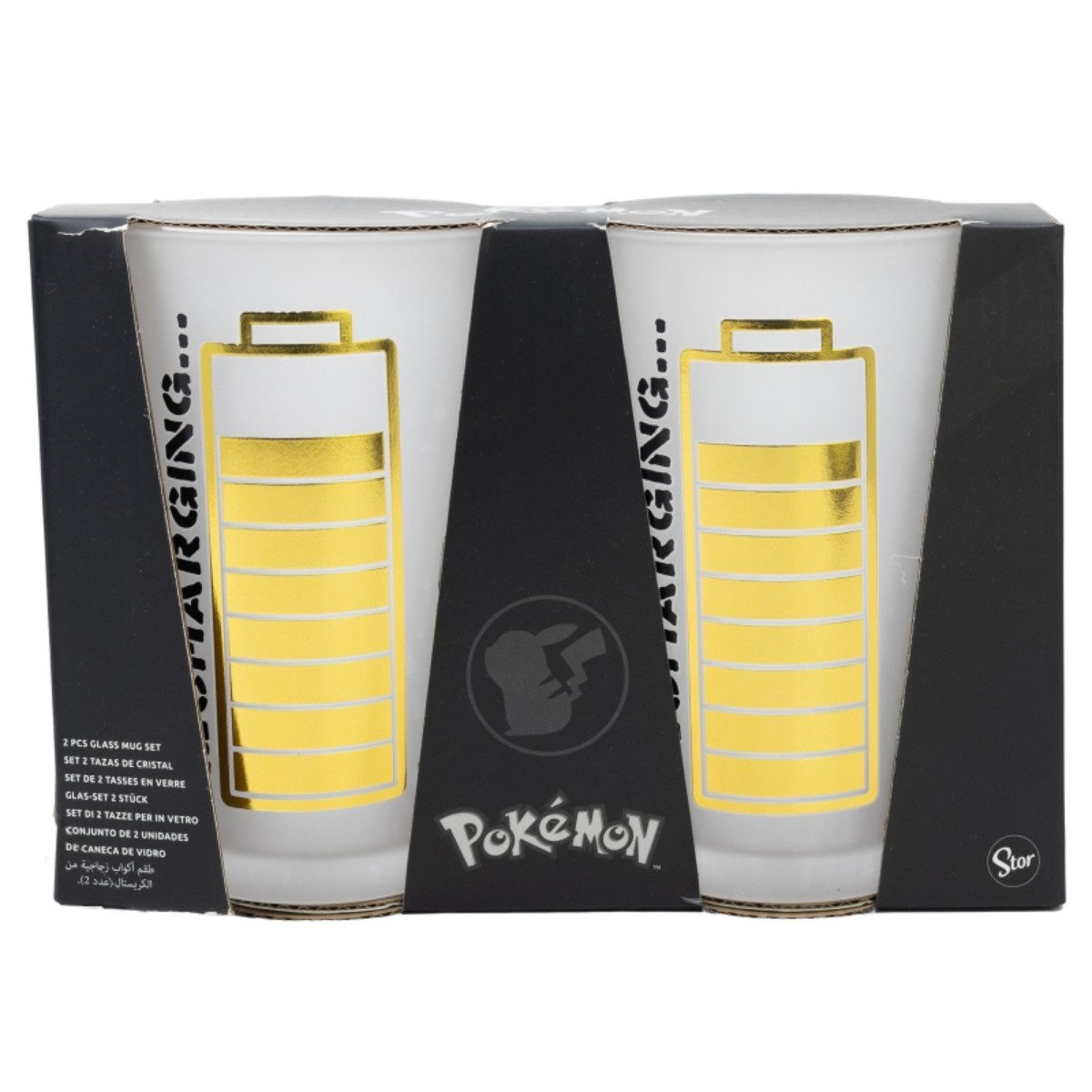 Storline Gläser-Set Pokémon 2-teilig Thunderstruck Design – 490ml Borosilikatglas, Glas