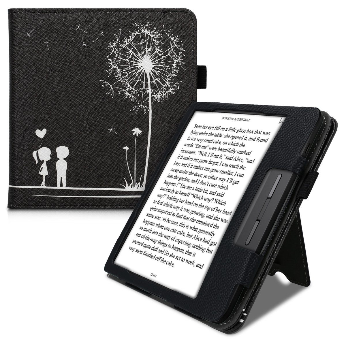 kwmobile E-Reader-Hülle Flip Schutzhülle für Tolino Vision 5, Handschlaufe  - Cover Pusteblume Love Design