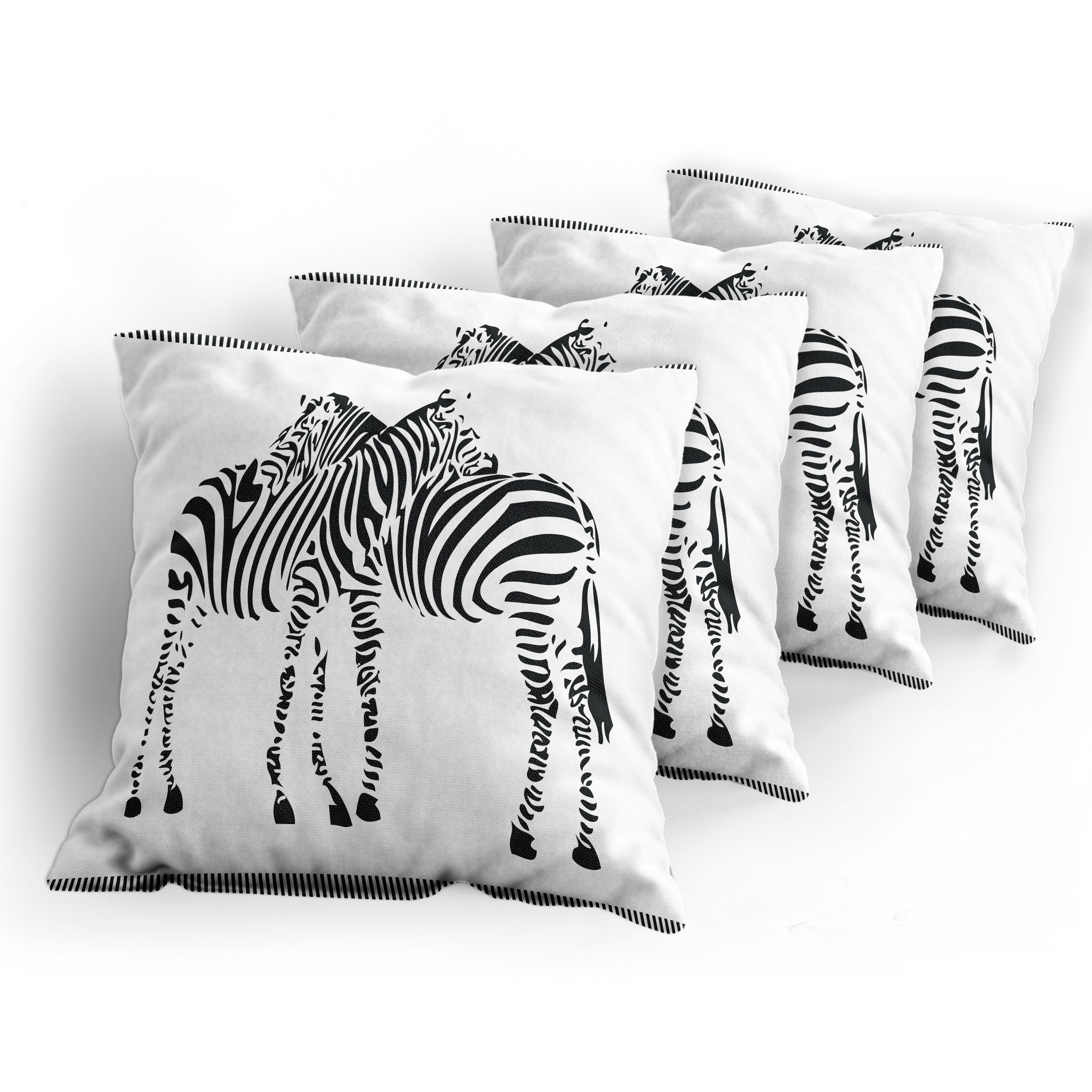 Silhouette Kissenbezüge Zebras 2 Digitaldruck, (4 Abakuhaus Tierwelt Doppelseitiger Accent Stück), Modern