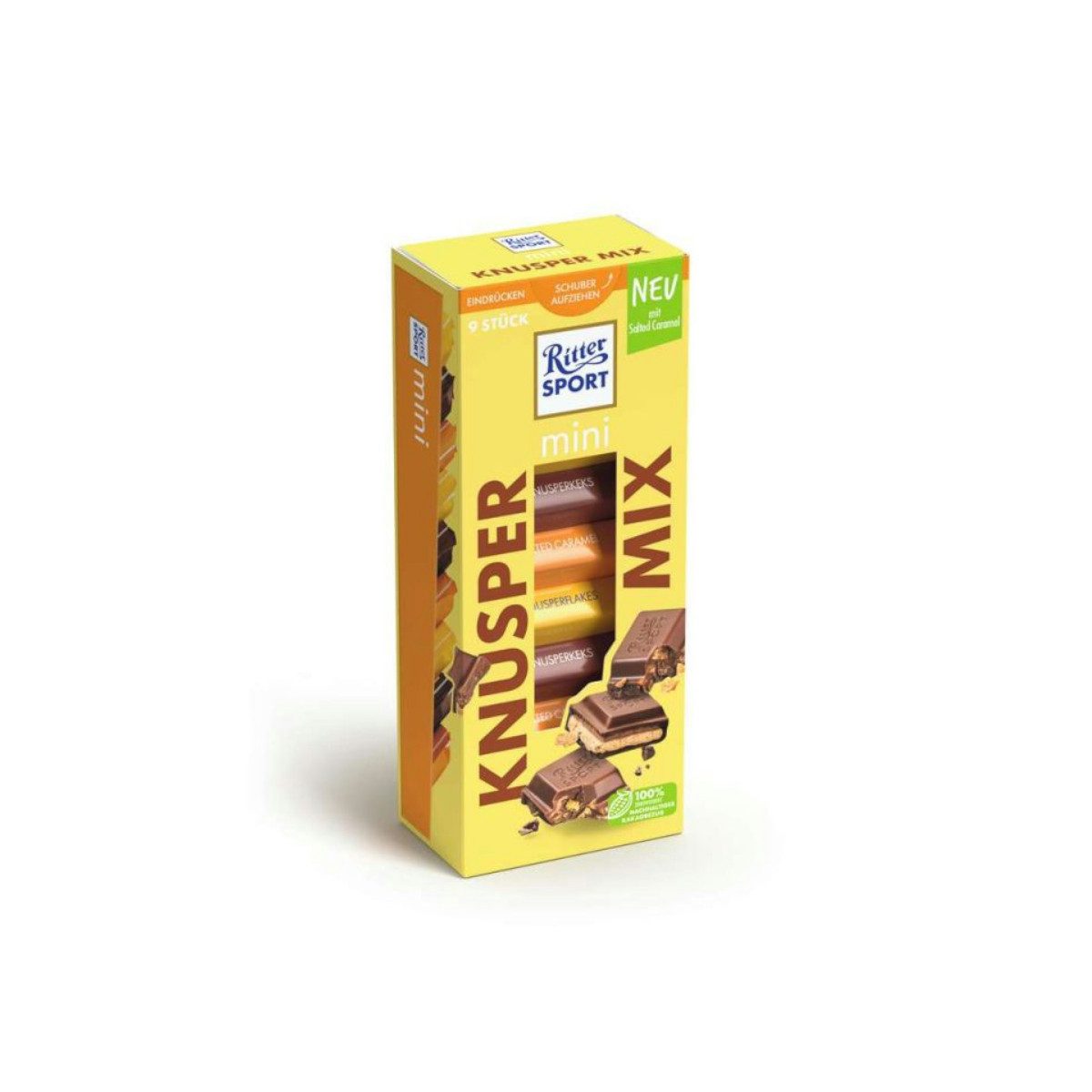 Ritter SPORT Schokolade, Ritter Sport Mini 9er Knusper Mix mit 9 Schokoladentafeln 150g