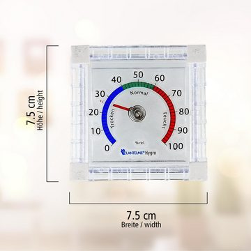 Lantelme Hygrometer Außenhygrometer Fensterhygrometer + Fensterthermometer, (Spar-Set, 2-St., 6445), fluoreszierende Skala, mit Klebepads