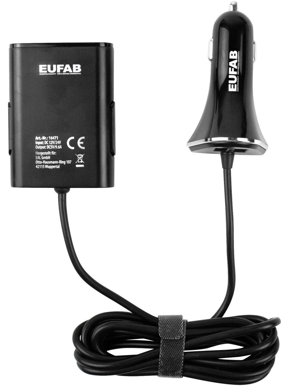 EUFAB USB Ladeadapter mit Kabel und Ladeeinheit Akku-Ladestation