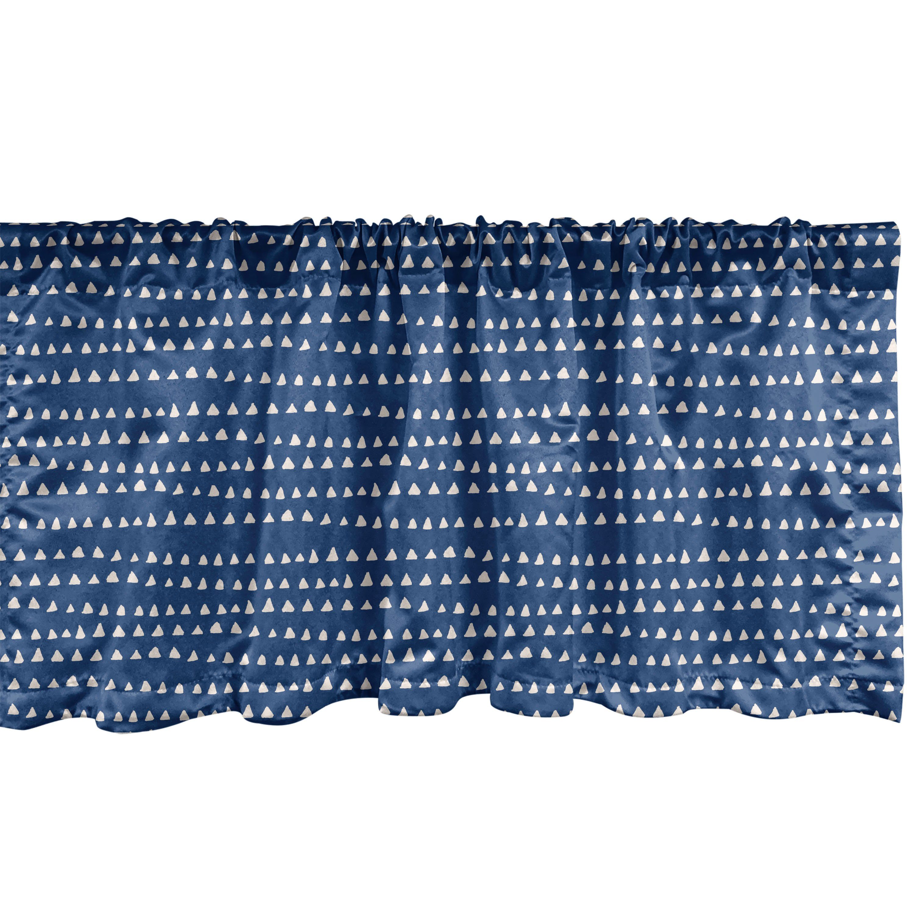 Scheibengardine minimal Volant Dekor für Stangentasche, Weiss Schlafzimmer Triangles Abakuhaus, Vorhang Küche Microfaser, mit Blau