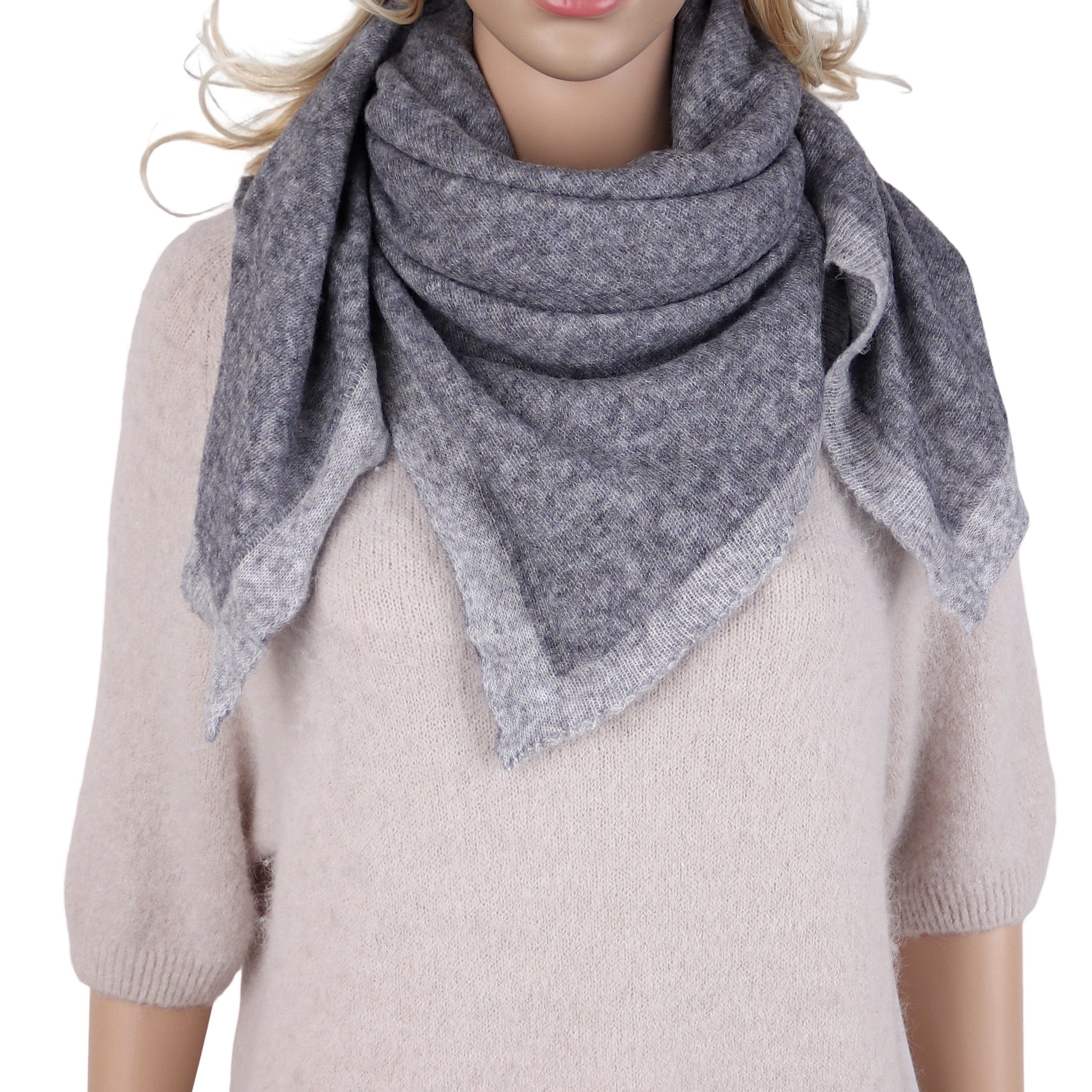 MIRROSI Halstuch Damen Winter Schal ca.90x90cm, kontrastfarbener Rand, (Neue Kollektion Herbst/Winter 2026), superweiches Dreieckstuch/Schultertuch, warmer Materialmix