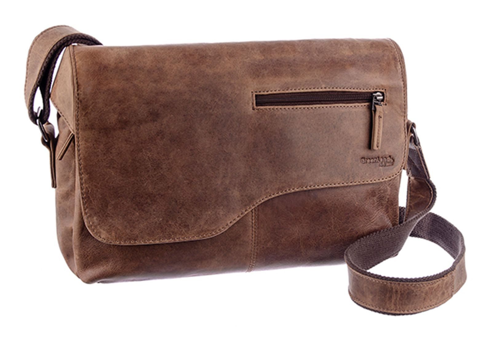 GreenLand Nature Schultertasche Shoulderbag, aus echtem Leder