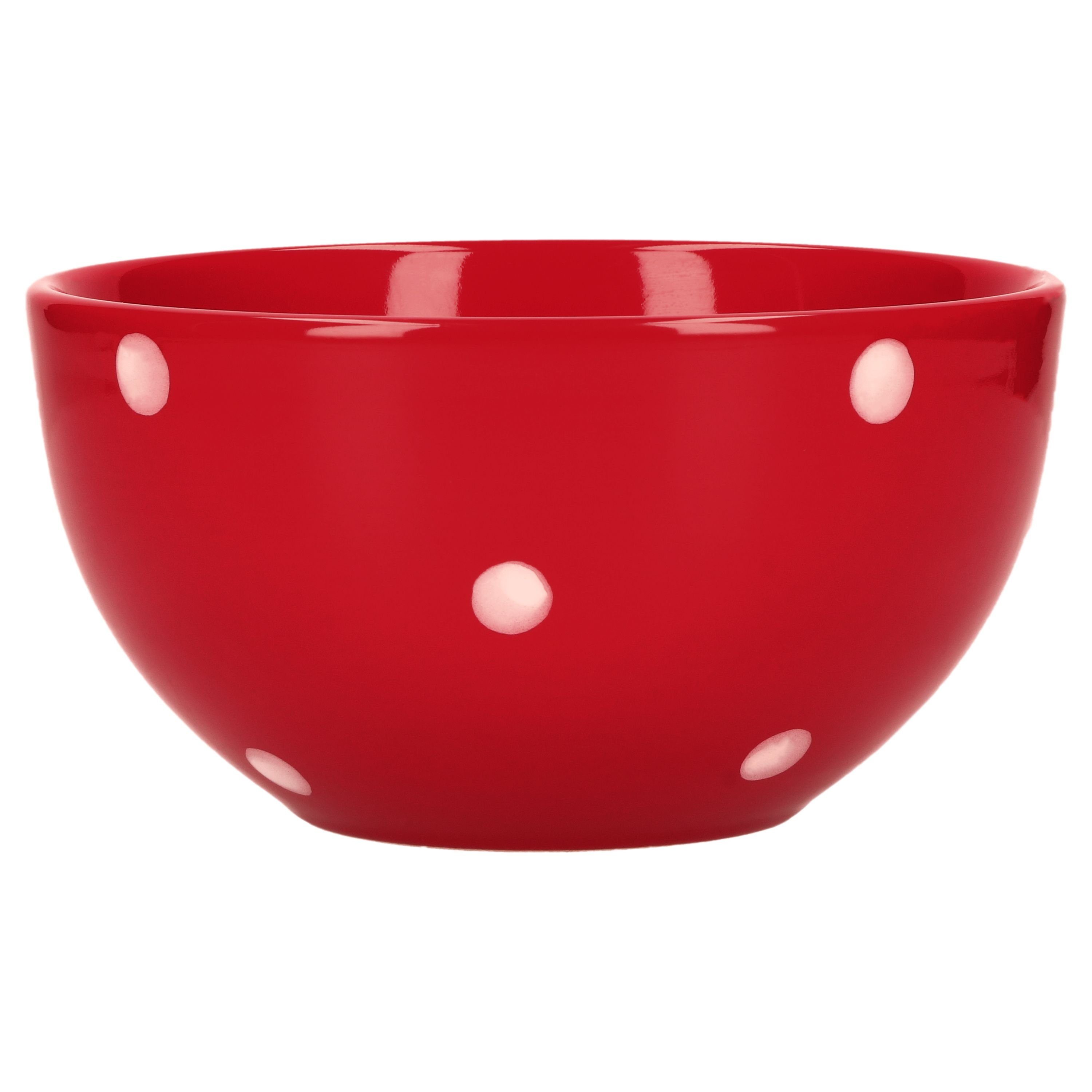 van Well Müslischale Müslischale Emily 14cm rot mit weißen Punkten, Steingut