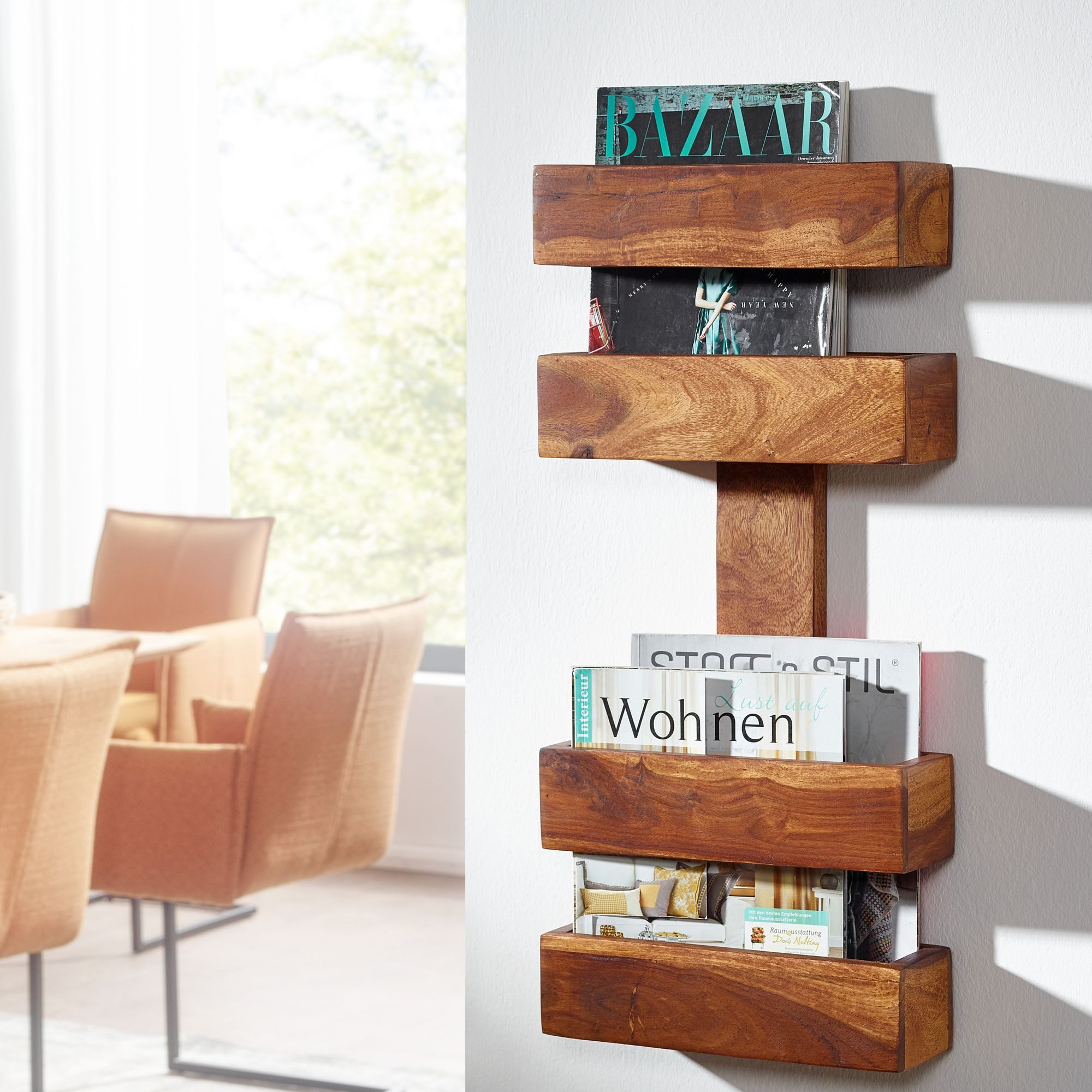 FINEBUY Zeitungsständer SuVa2484_1 (Massivholz 30x72x10 cm günstig online kaufen