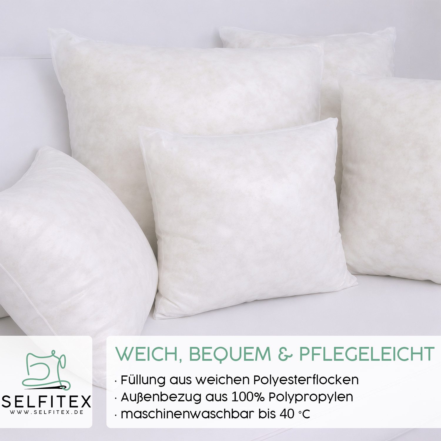 Selfitex Sofakissen 6-tlg. Kissen Set, 2x großes Kissen/2x kleines Kissen/2x Nackenrolle, (6er Set, 2x 60x80 cm, 2x 50x50 cm, 2x 19x65 cm), für Sofa, Couch, Bett oder als Polster jeglicher Art