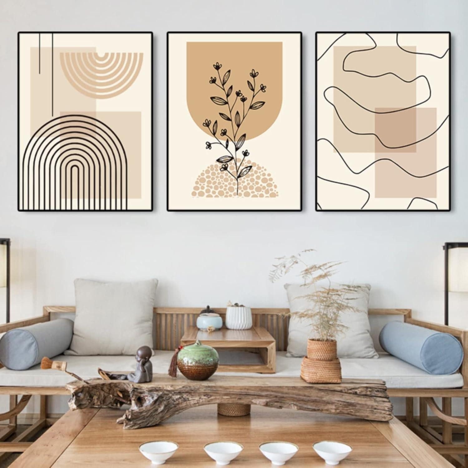 LuxusKollektion Poster Poster 3er Set Wandbilder Boho Deko Wohnzimmer 50x70cm 50x70cm A, (3 St)