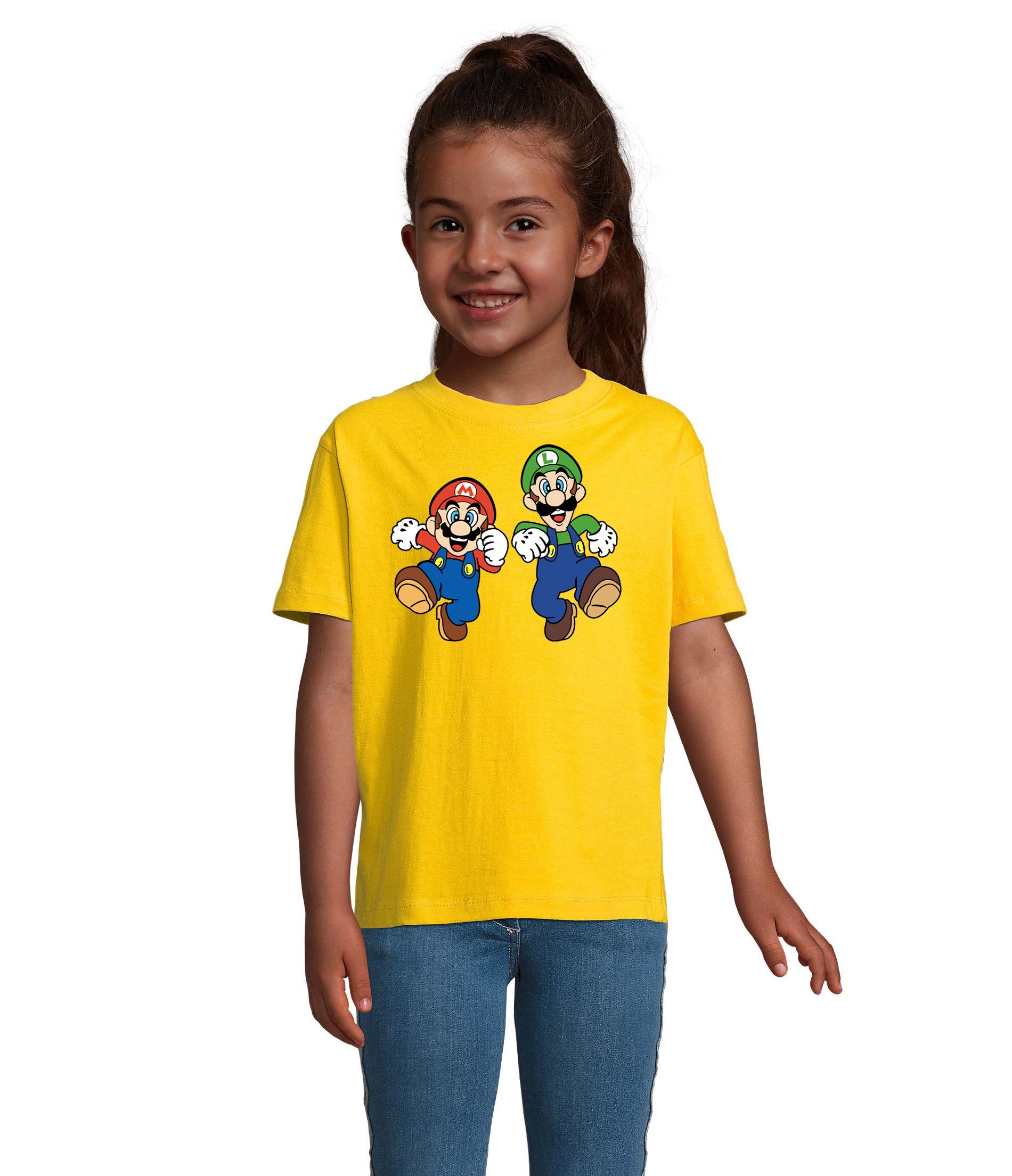 Blondie & Brownie T-Shirt Kinder Mario & Luigi Bowser Nintendo Yoshi Game Gamer Konsole Gelb