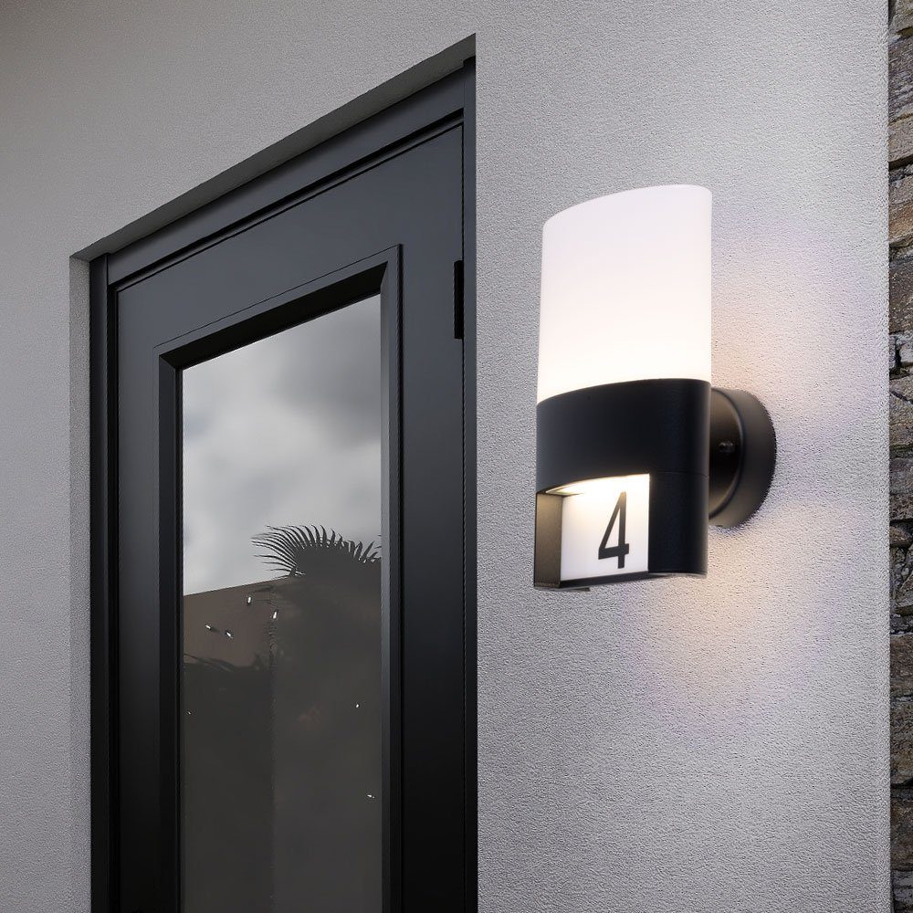 verbaut, LED-Leuchtmittel Hausnummer Wandlampe Außen Wandleuchte Außenleuchte Außen-Wandleuchte, fest Warmweiß, etc-shop