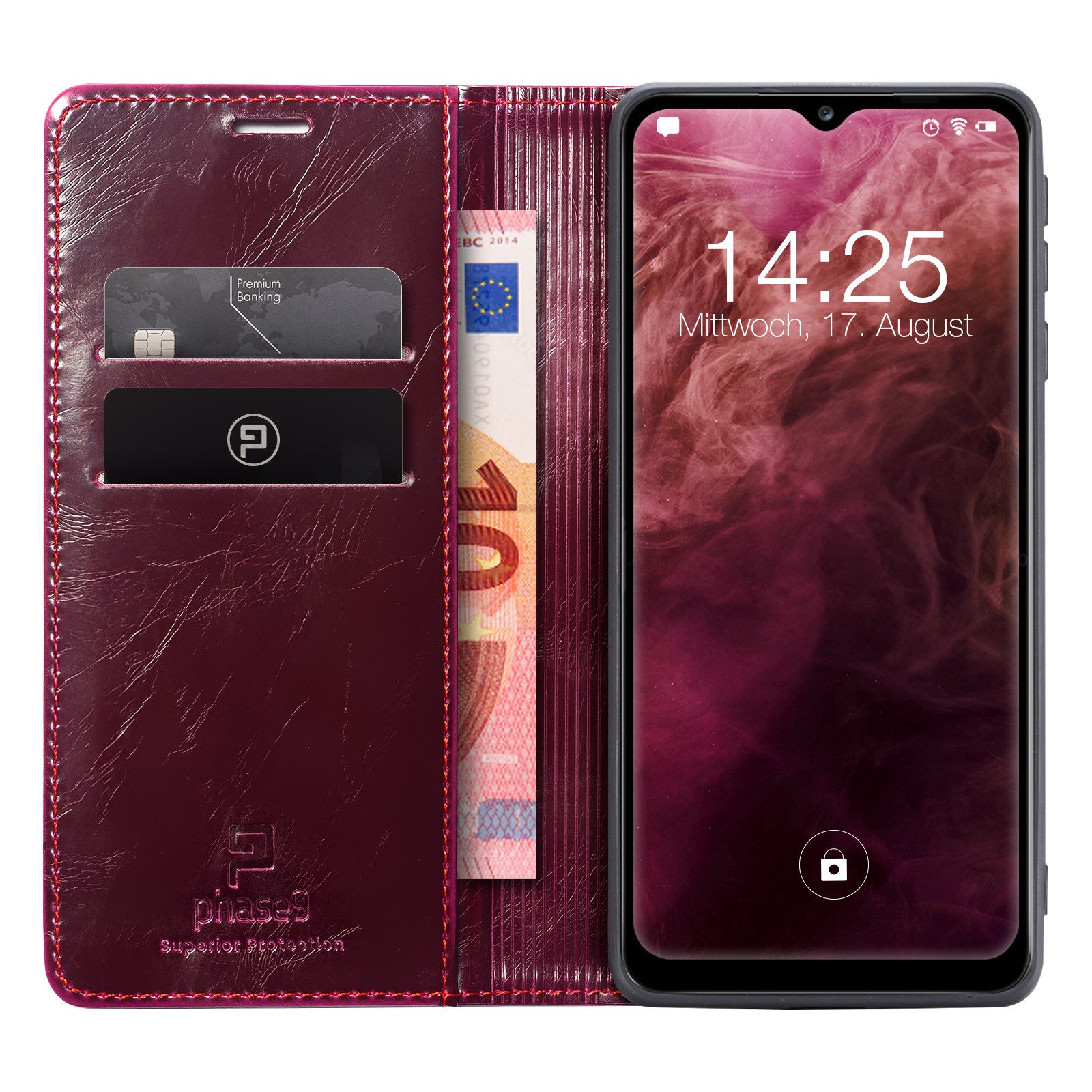 Tec-Expert Handyhülle Tasche Hülle für Samsung Galaxy A40 5.9 Zoll, 5.9, Cover Klapphülle Case mit Kartenfach RFID Schutz aufstellbar