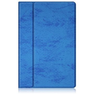 Wigento Tablet-Hülle Für Samsung Galaxy Tab A7 Lite 8.7 2021 360 Grad Rotation + Stift Halterung Tablet Tasche Hülle Case Cover Etui Schutz Blau Neu