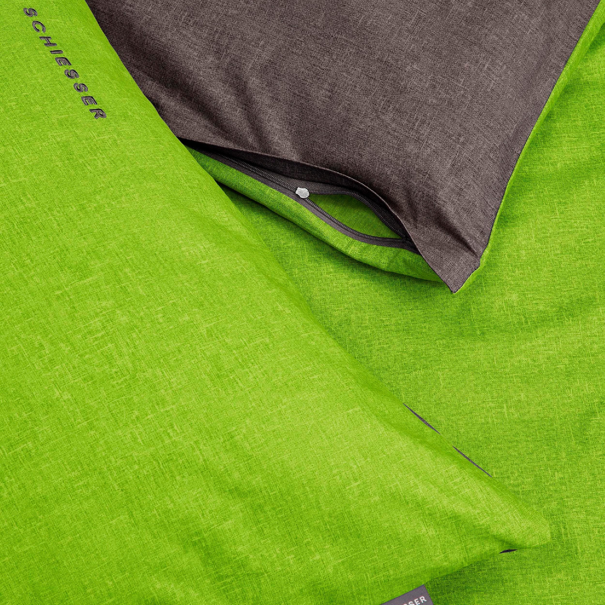 Schiesser Kissenhüllen Doubleface aus weicher Baumwolle mit edlem Melangeeffekt in Wendeoptik, (2 Stück), Made in Green