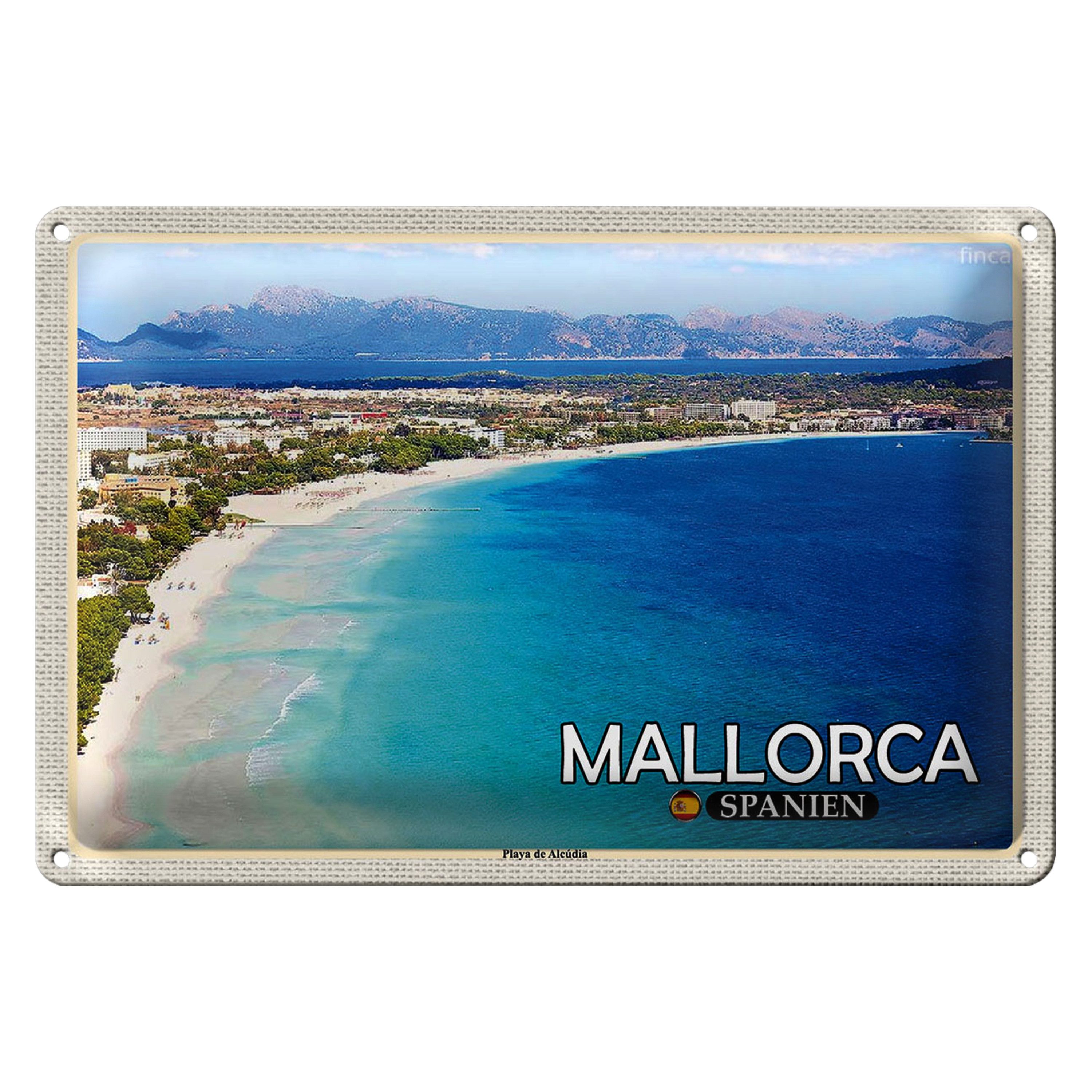 Roomando Metallschild Blechschild Reise 30x20cm Mallorca Spanien Playa de Alcúdia Strand