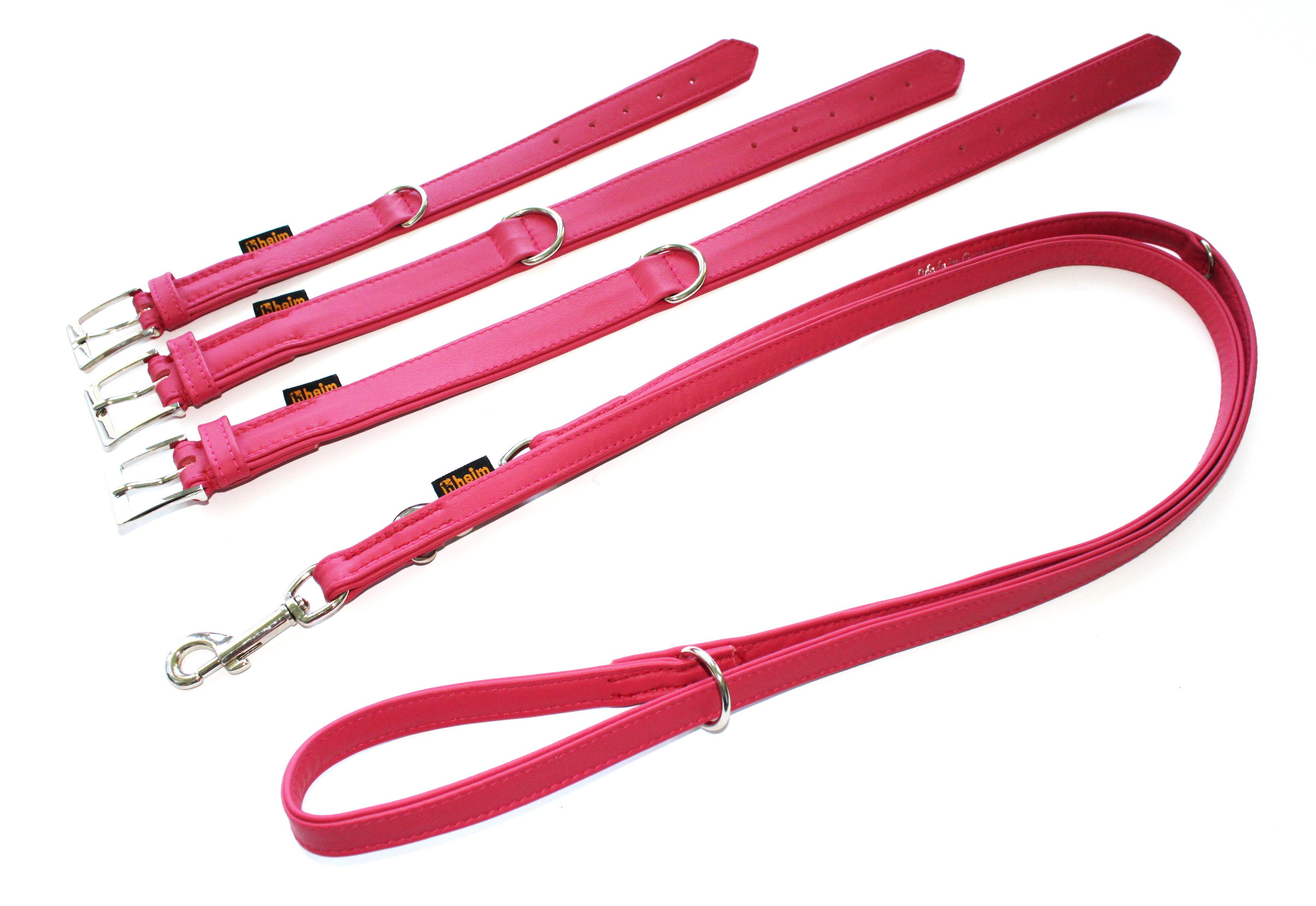 HEIM Hunde-Halsband Halsband + Führleine "Colour" pink, verschiedene Breiten und Длинаn