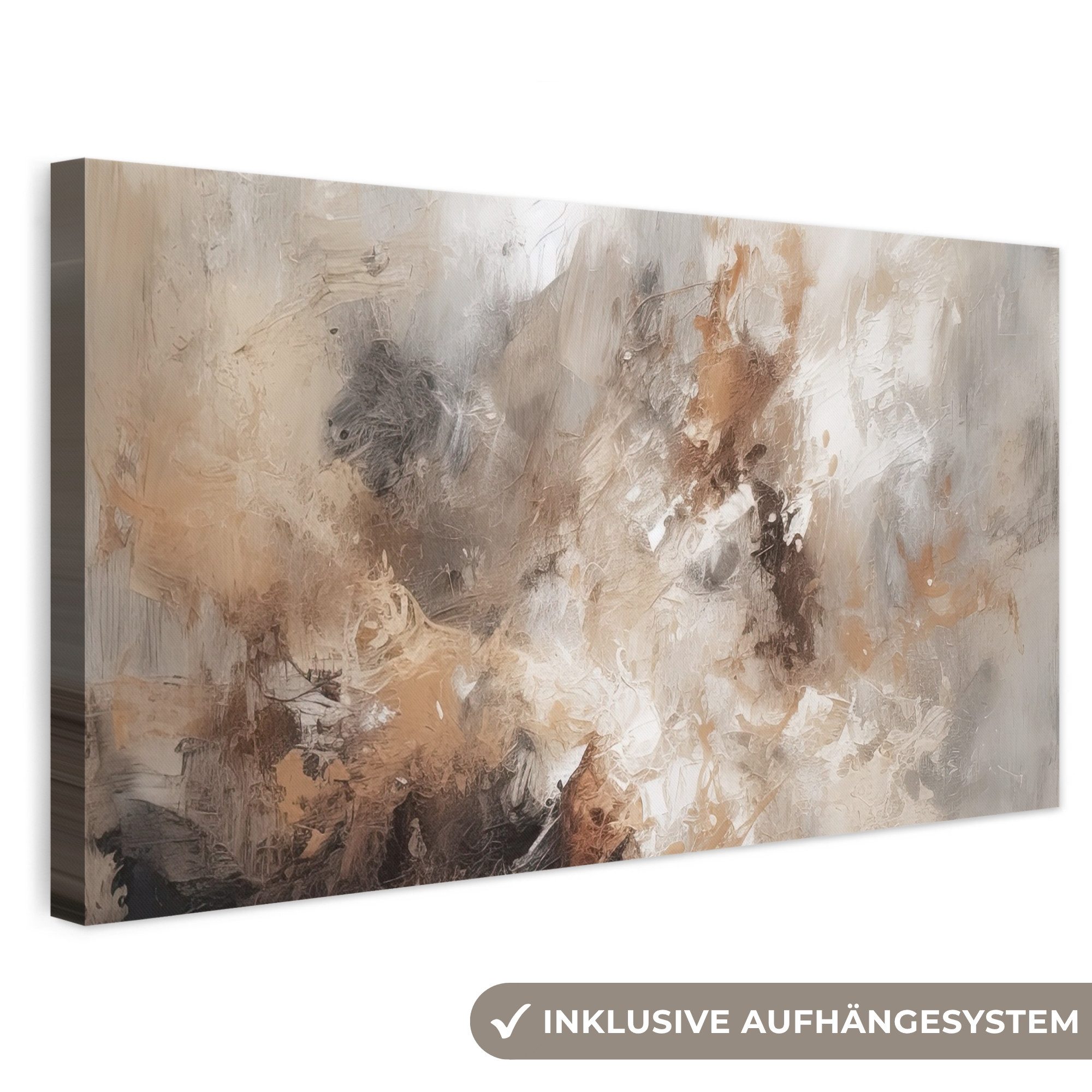 OneMillionCanvasses® Leinwandbild Panorama Farbe - Abstrakt - Beige - Kunst, Fotodruck (1 St), Wandbild, Deko Schlafzimmer Wohnzimmer Flur 40x20 cm