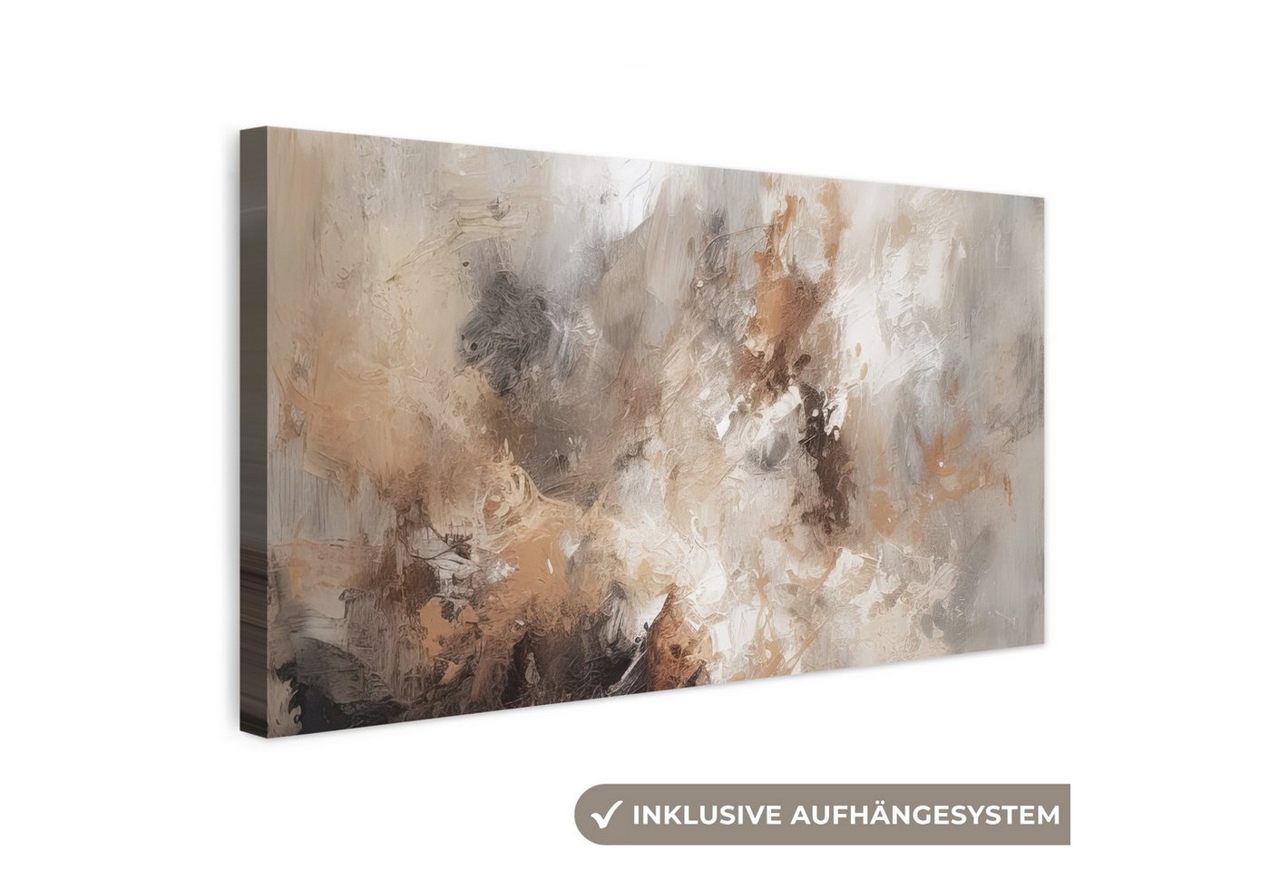 OneMillionCanvasses® Leinwandbild Panorama Farbe - Abstrakt - Beige - Kunst, Fotodruck (1 St), Wandbild, Deko Schlafzimmer Wohnzimmer Flur 40x20 cm