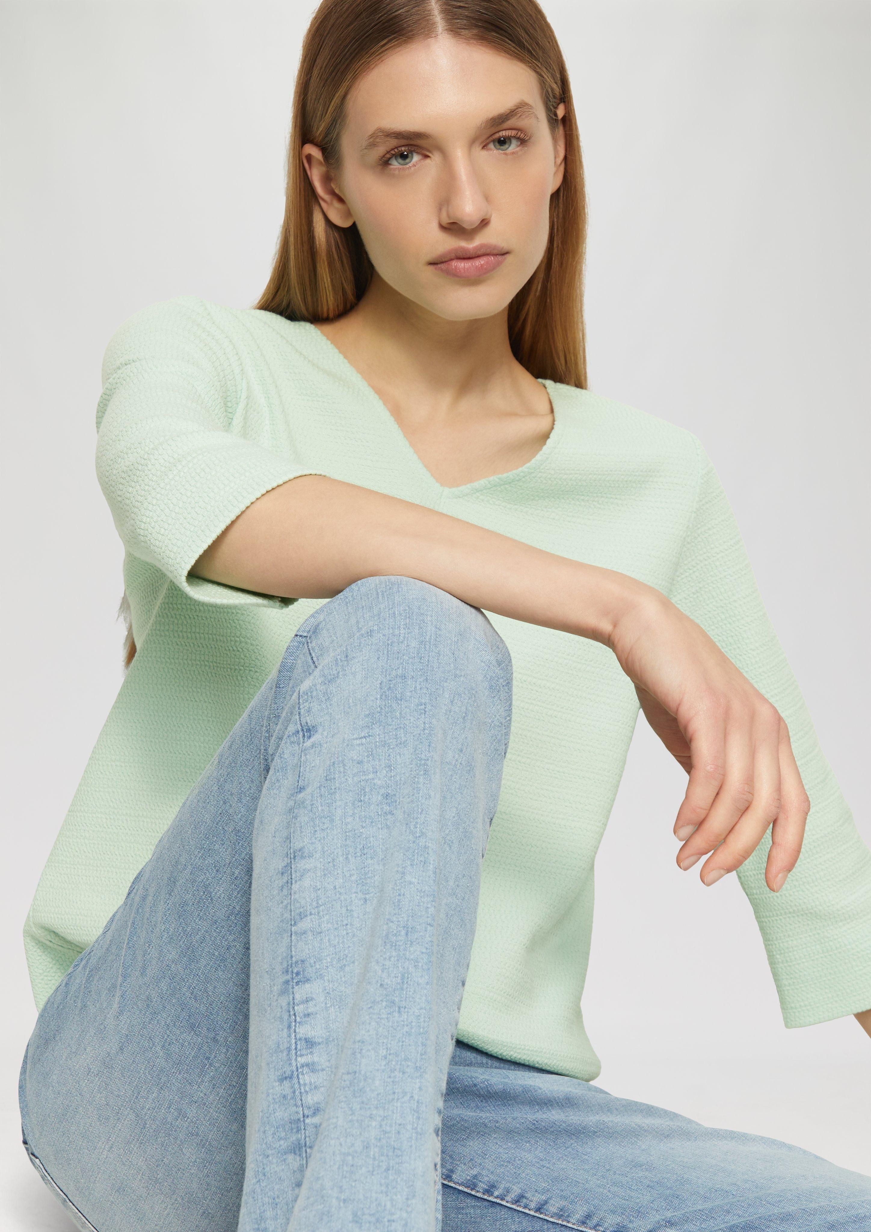 s.Oliver 3/4-Arm-Shirt Strukturiertes Sweatshirt aus Baumwollmix günstig online kaufen