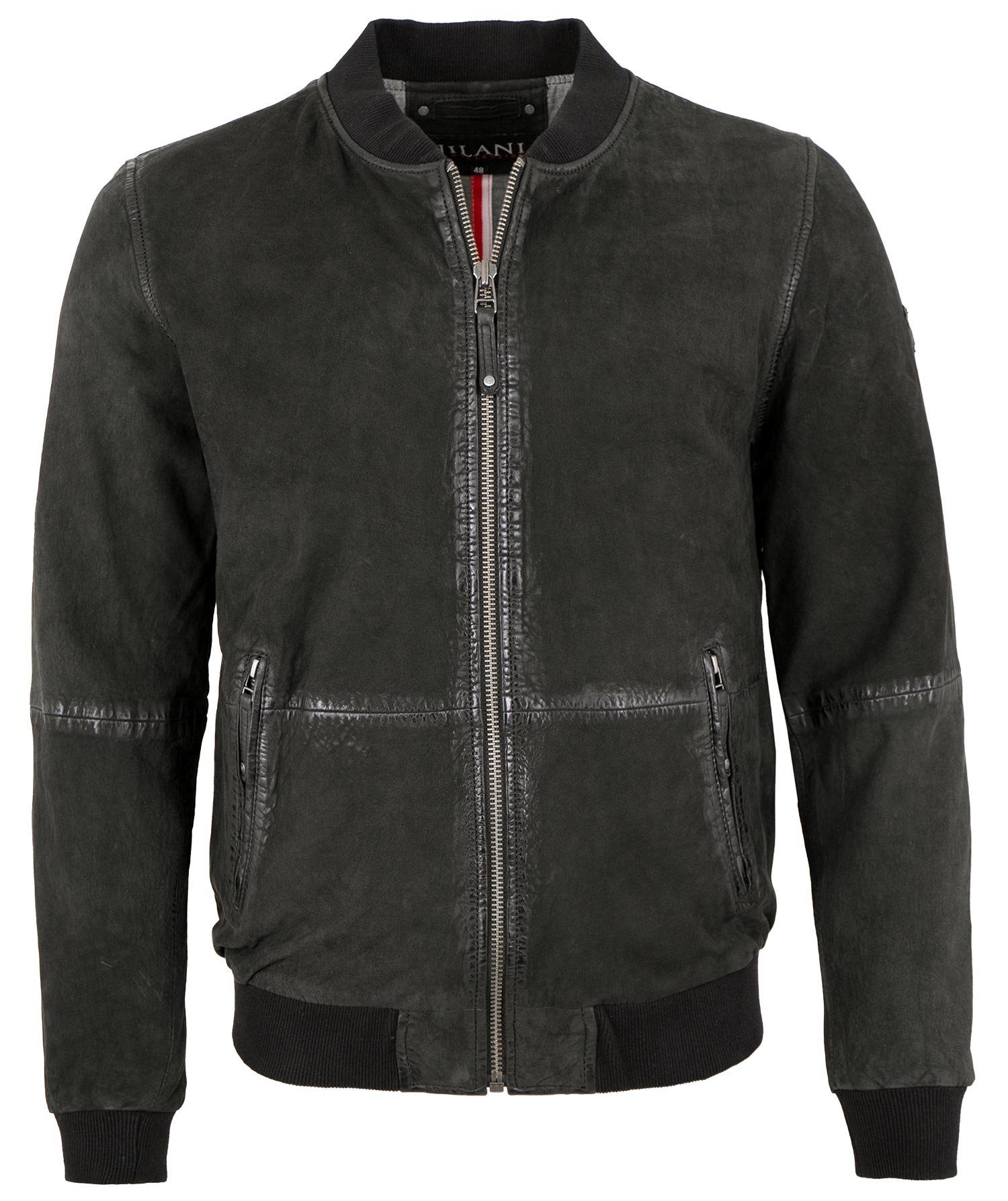 Jilani Lederjacke Clinton Jilani - Herren Lederjacke Blouson Lammnubuk schwarz
