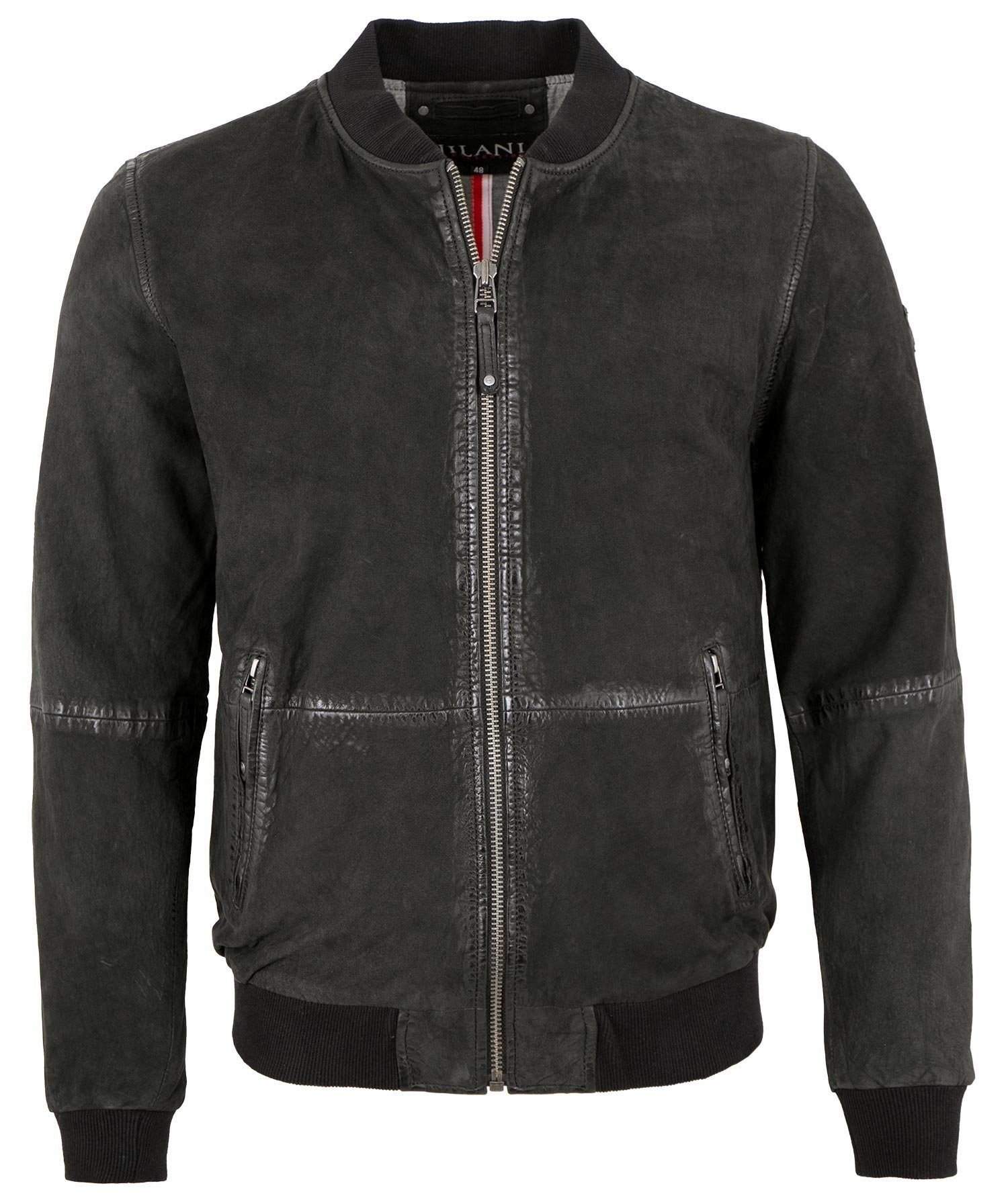 Jilani Lederjacke Clinton Echtleder Herren Lederjacke Blouson Lammnubuk schwarz