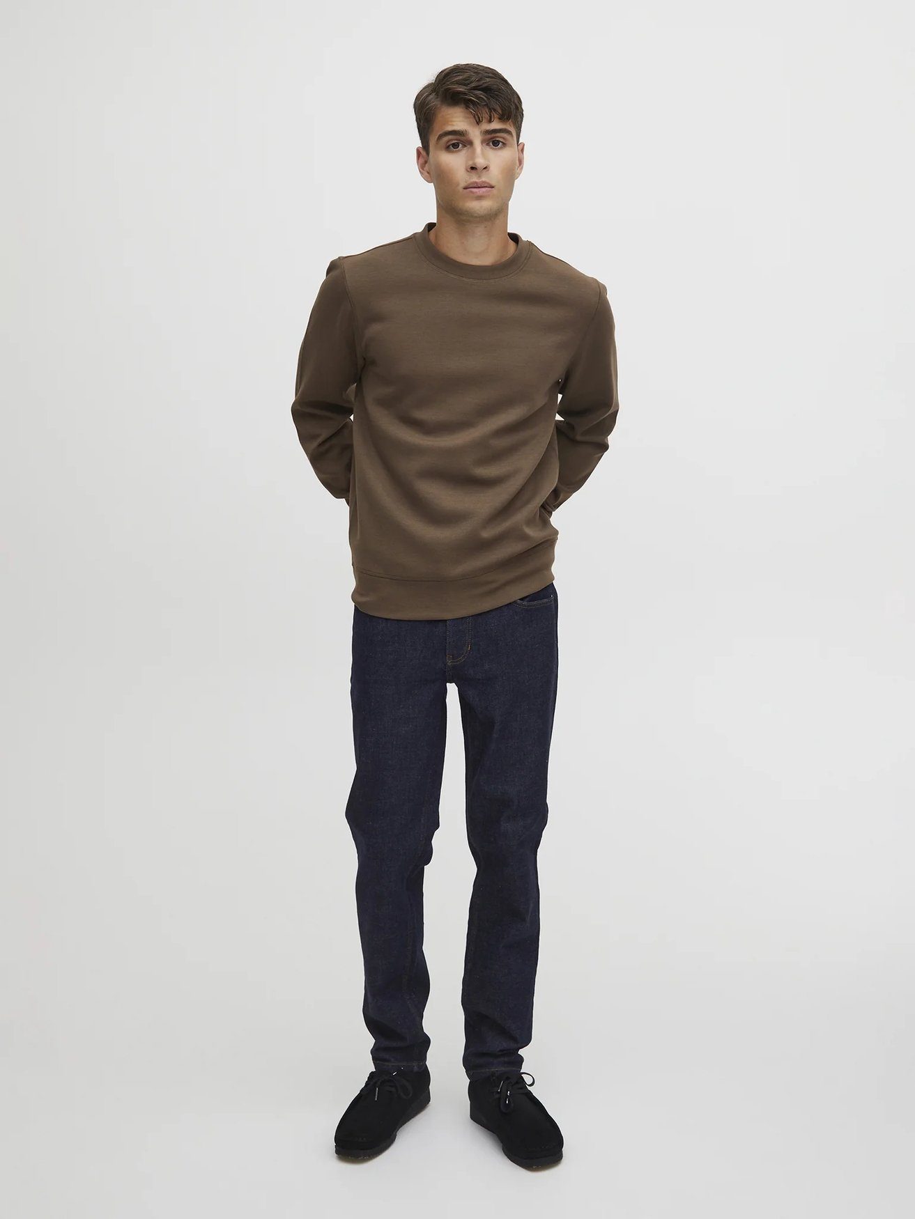 Sweatshirt 5917 CFSebastian Rundhals in Basic Friday Casual Braun Langarm Pullover