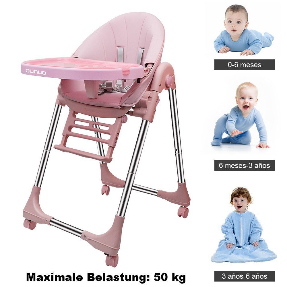 OUNUO Stuhl Baby Kindersitz Hoch Verstehllbar und Klappbar Kinderstuhl Stuhl
