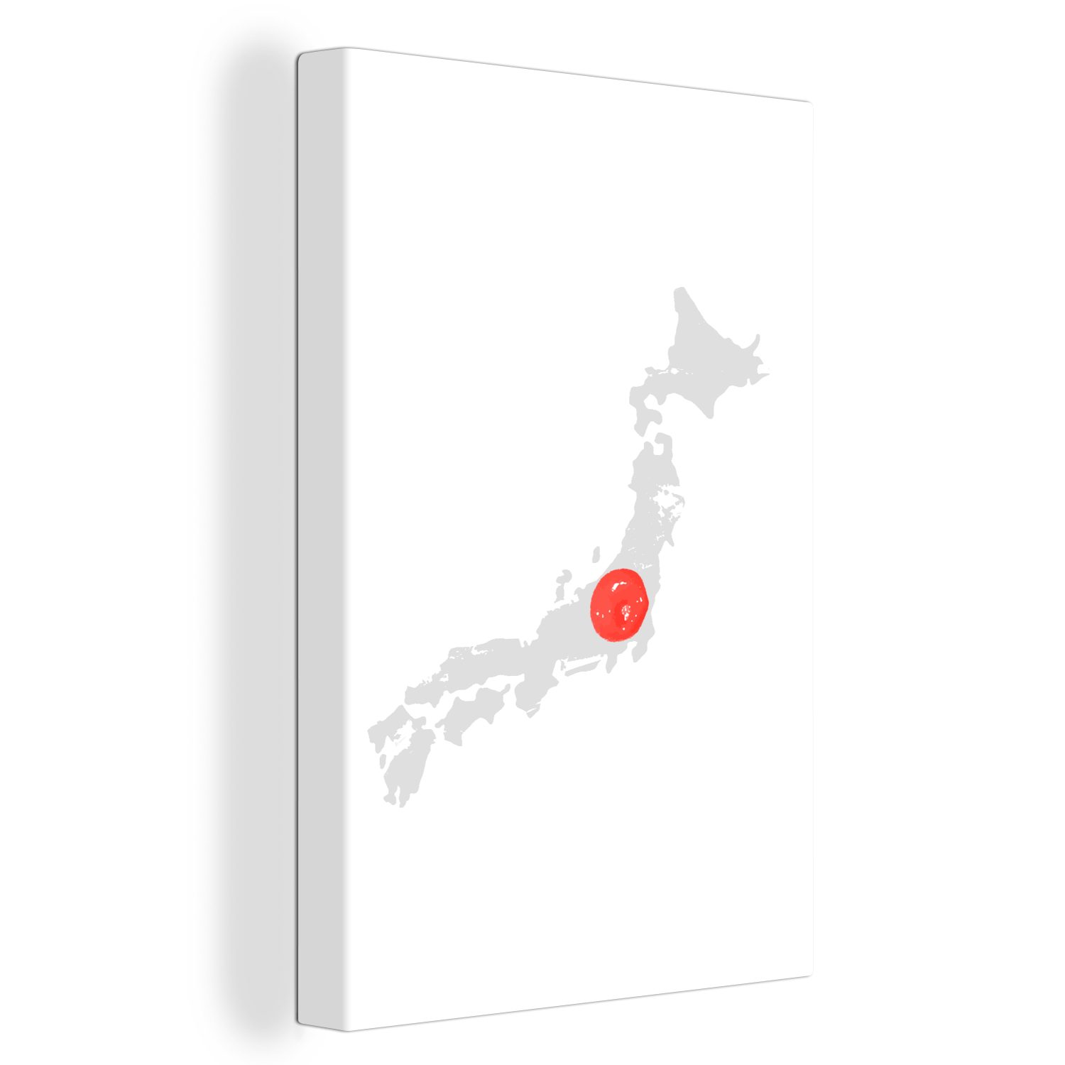 OneMillionCanvasses® Leinwandbild Japan - Karte - Flagge, (1 St), Leinwandbild fertig bespannt inkl. Zackenaufhänger, Gemälde, 20x30 cm