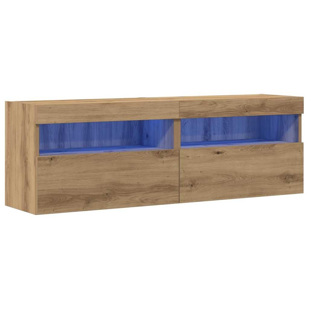vidaXL TV-Wand TV-Wandschrank 2 Stk. Artisan-Eiche Holzwerkstoff, (2-St)