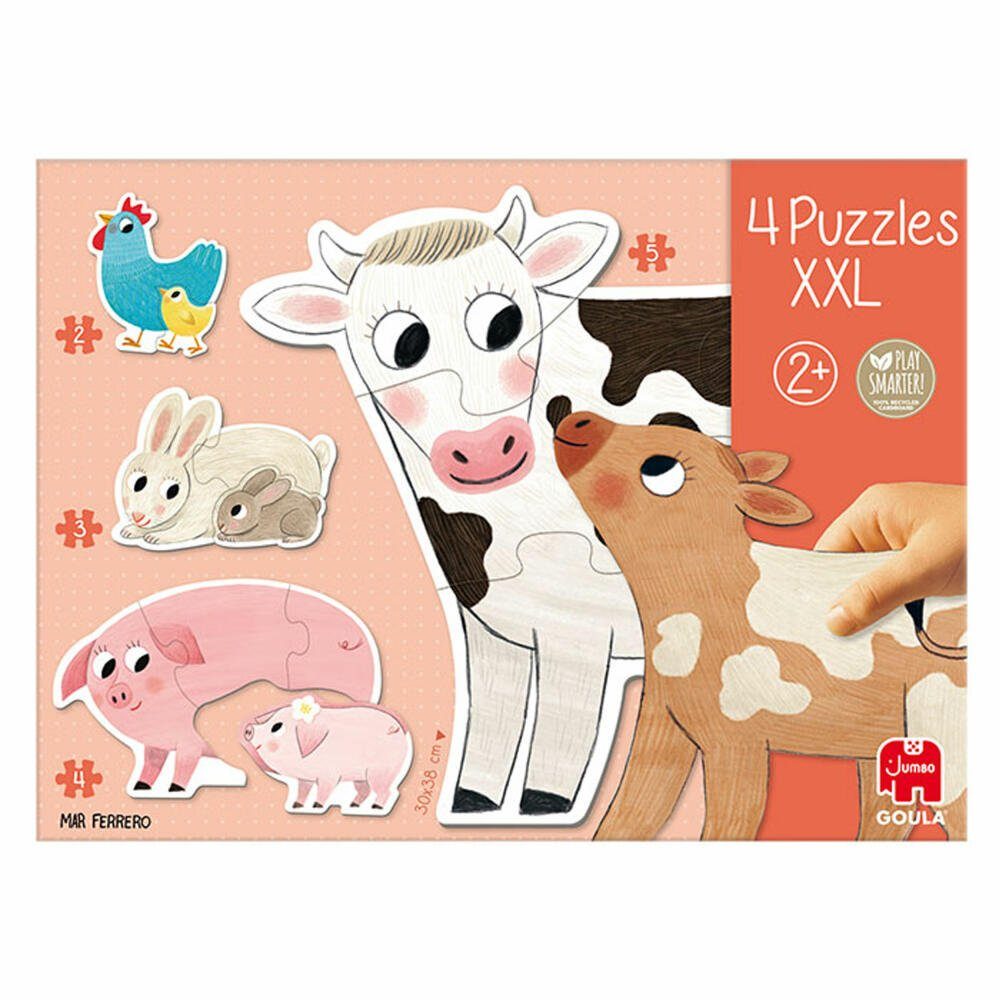 Goula Puzzle 4 XXL-Puzzle Tiermütter und ihre Babys, Puzzleteile