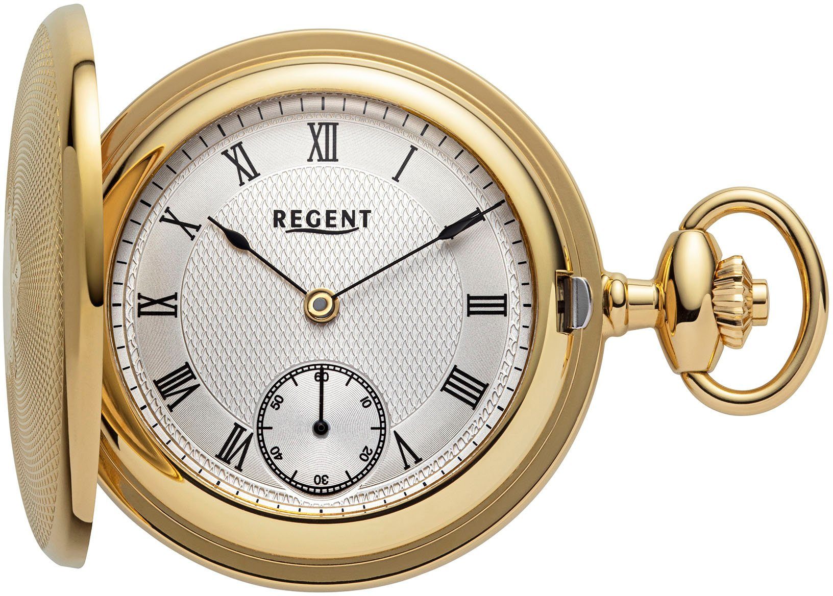 Regent Taschenuhr P773, (Set, 2-tlg., mit Kette), Herrenuhr, Handaufzug, dezentrale Sekunde