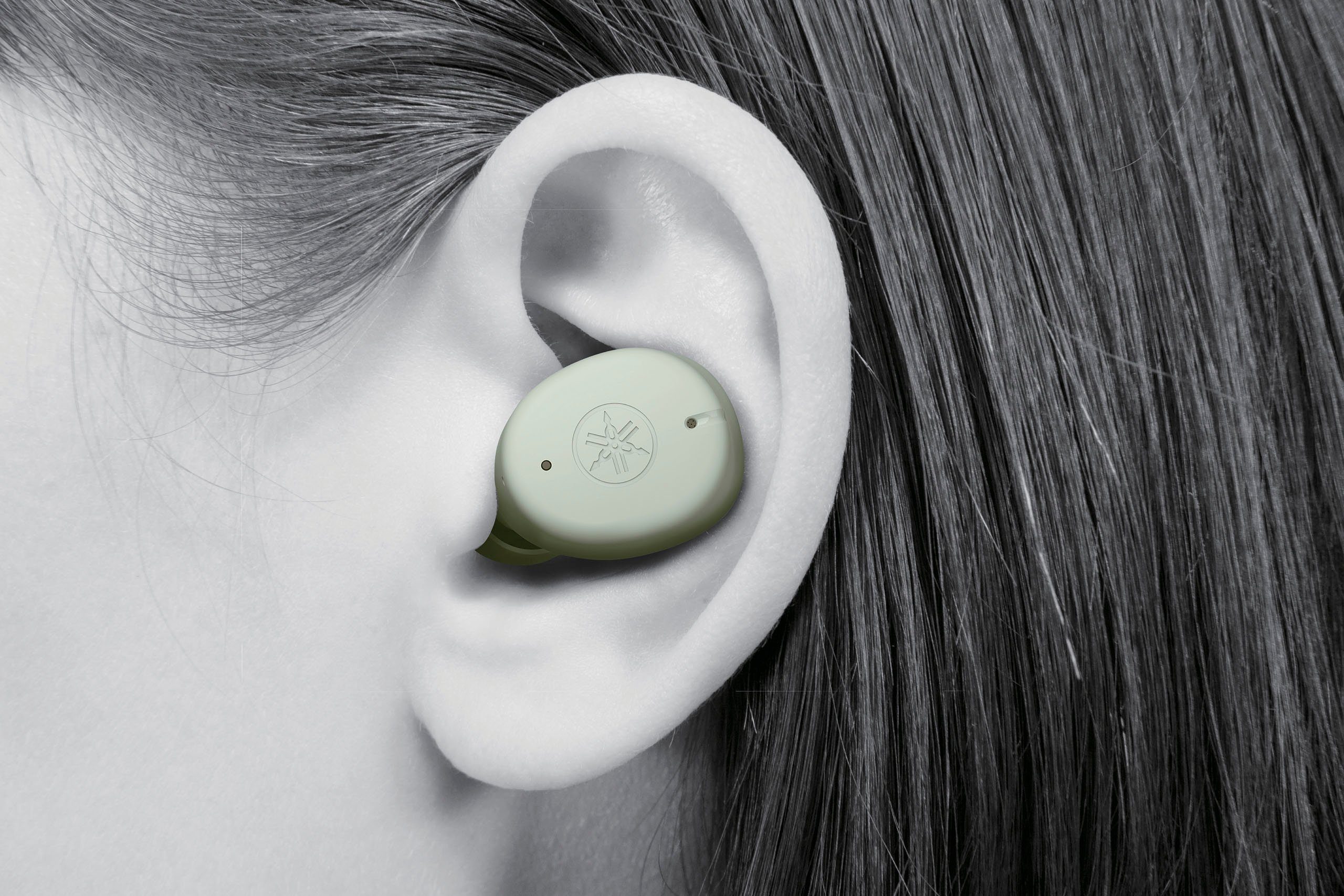 Yamaha TW-E3C In-Ear-Kopfhörer Listening Sound, Gaming Ambient Voice grün Modus, (Clear Call, Care)