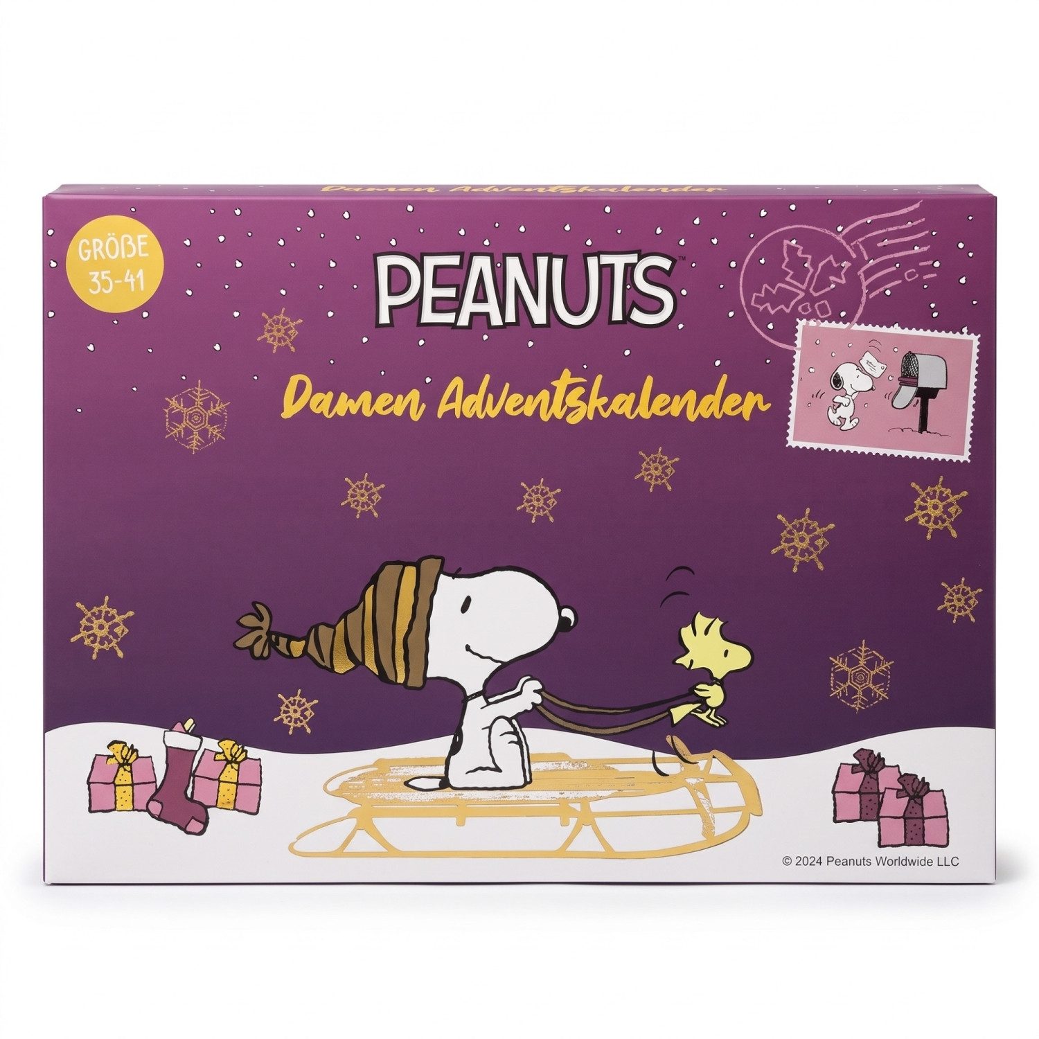 Sockswear Freizeitsocken PEANUTS DAMEN Sneaker Adventskalender 12 Paar Socken 35-41 Style LILA