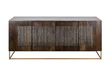 riess-ambiente Sideboard ONYX 180cm dunkelbraun / gold (Einzelartikel, 1 St), Massivholz · Achat · Edelstein · Metall · Kommode · Wohnzimmer