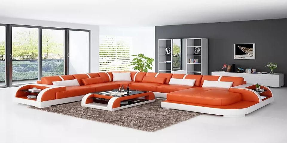 Xlmoebel Wohnlandschaft Moderne Ledercouch in eckiger Form mit hochwertiger Polsterung, Wohnlandschaft, Hergestellt in Europa