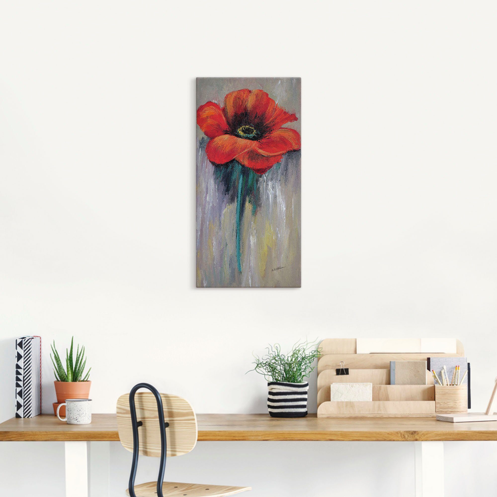 Artland Leinwandbild Roter Mohn II, Blumen (1 St), auf Holzrahmen gespannt